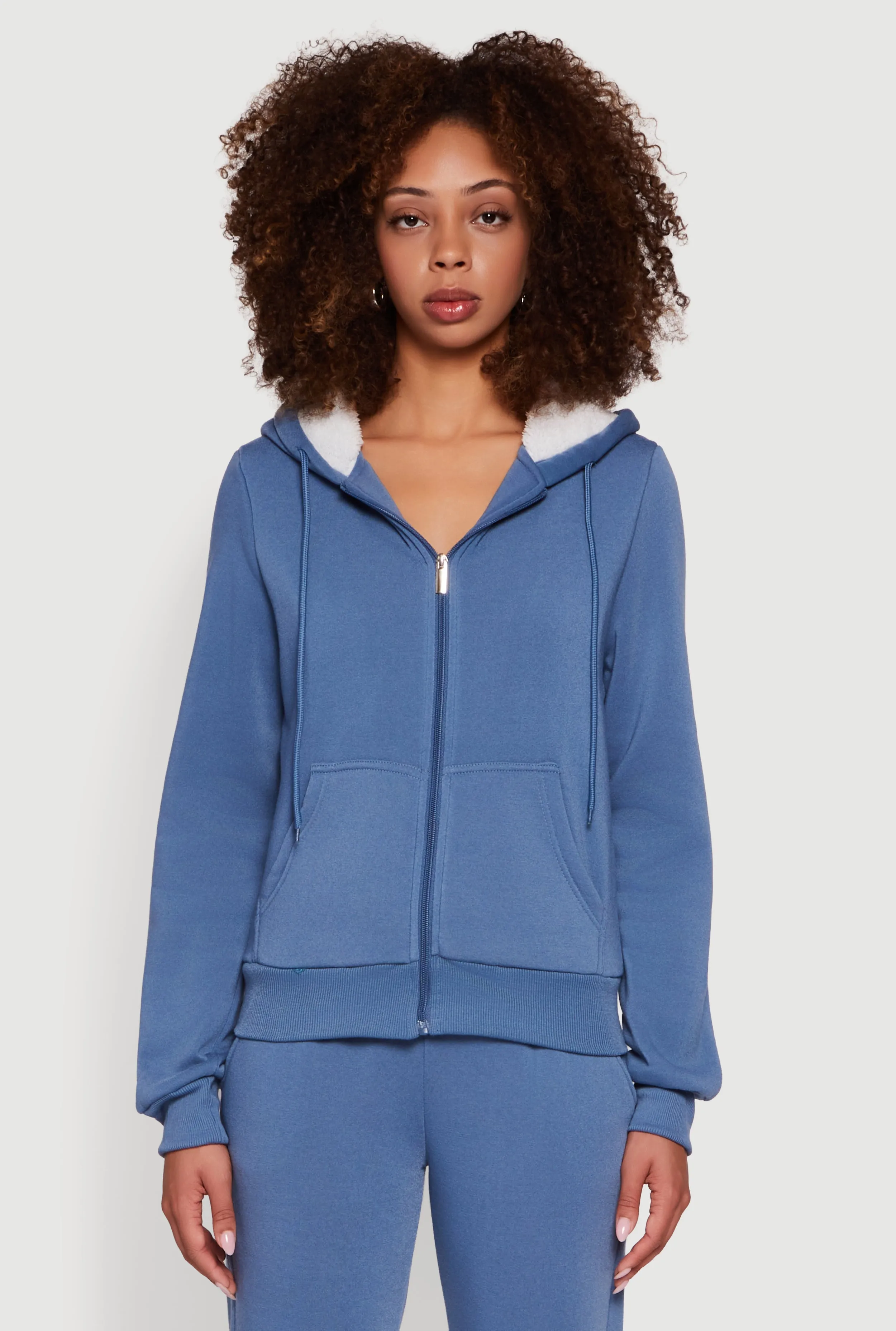 Cozy Sherpa Lined Hooded Zip Front Sweatshirt sold by Rainbow