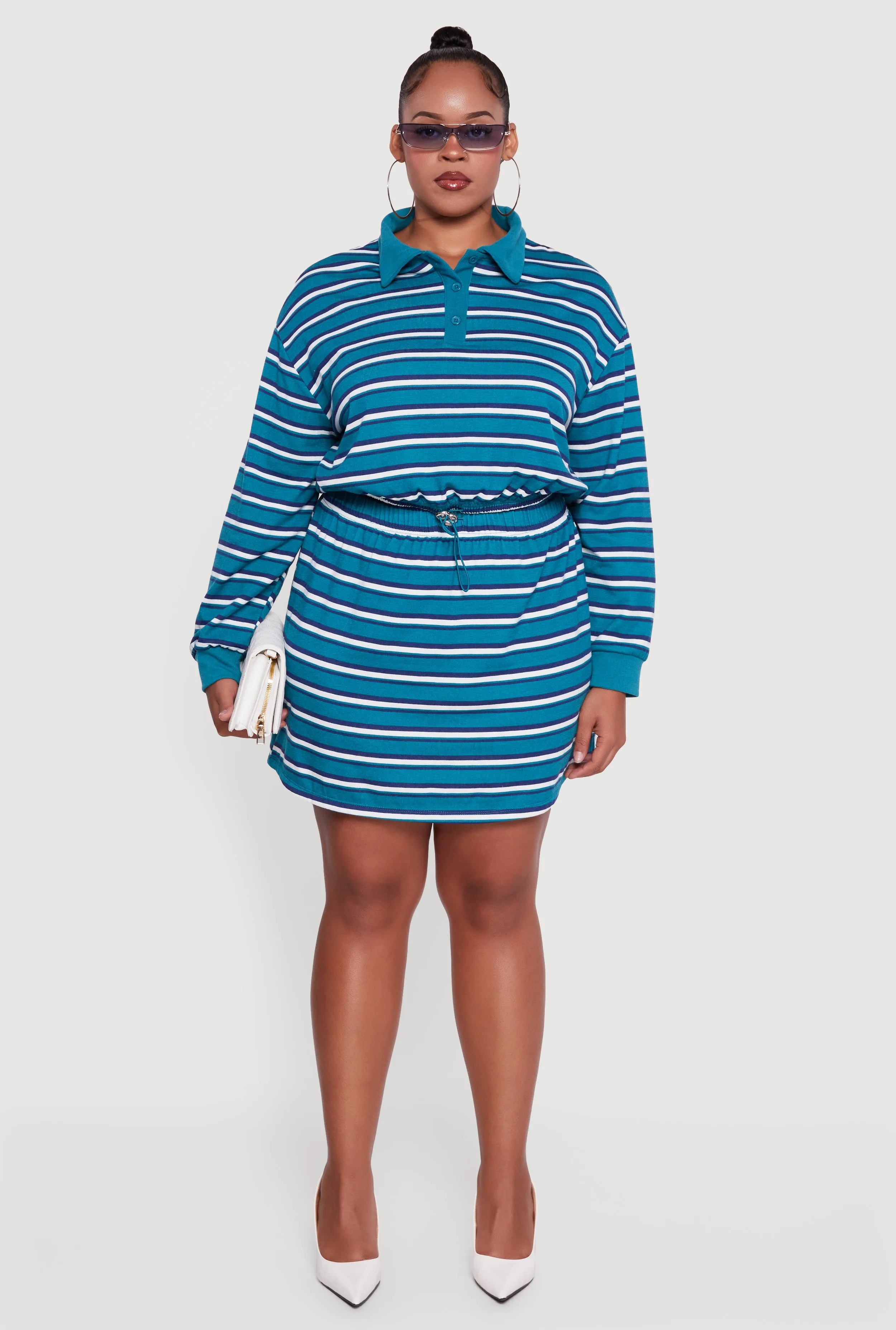 Plus Size Striped High Waisted Fleece Lined Skirt sold by Rainbow product image thumbnail 2
