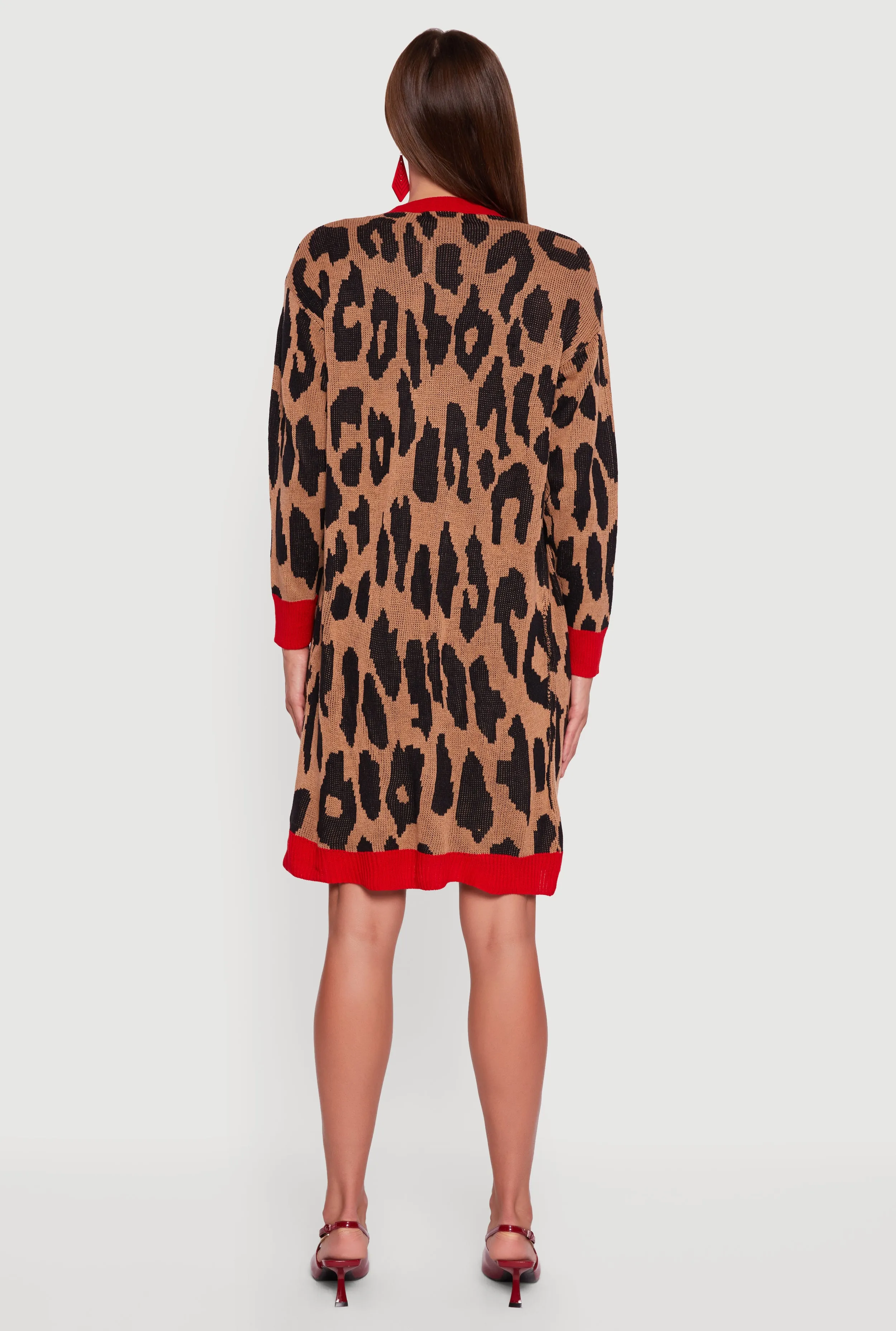 Leopard Print Open Front Long Cardigan sold by Rainbow product image thumbnail 5