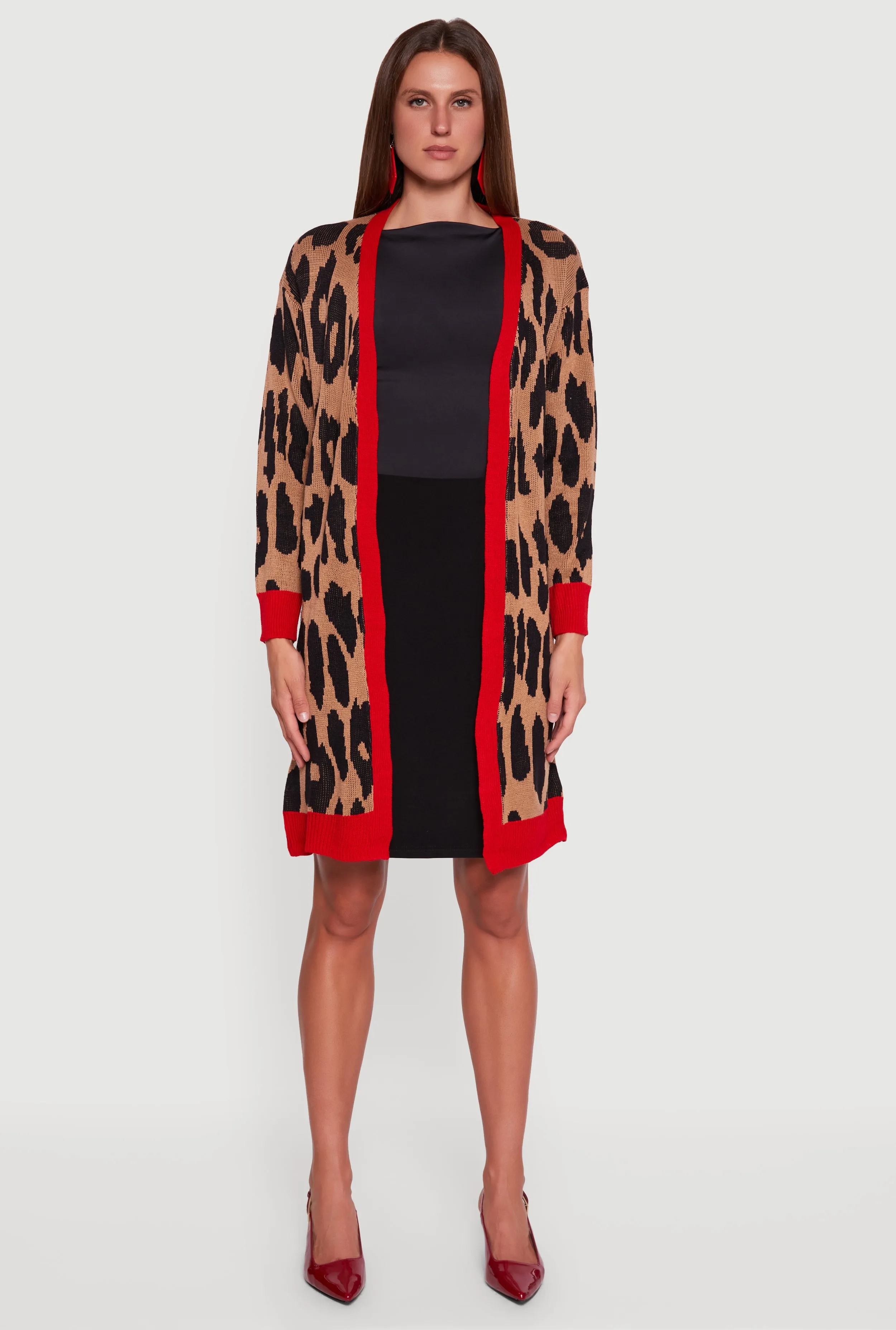 Leopard Print Open Front Long Cardigan sold by Rainbow product image thumbnail 2