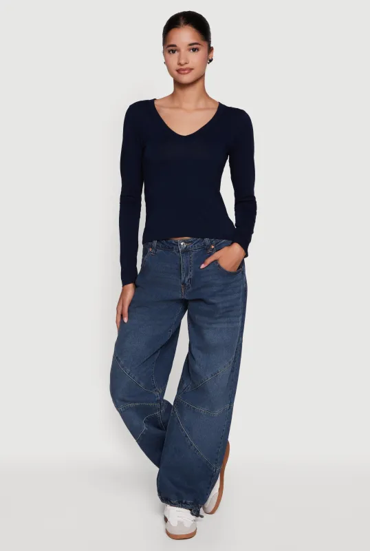 Long Sleeve V Neck Casual Tee sold by Rainbow