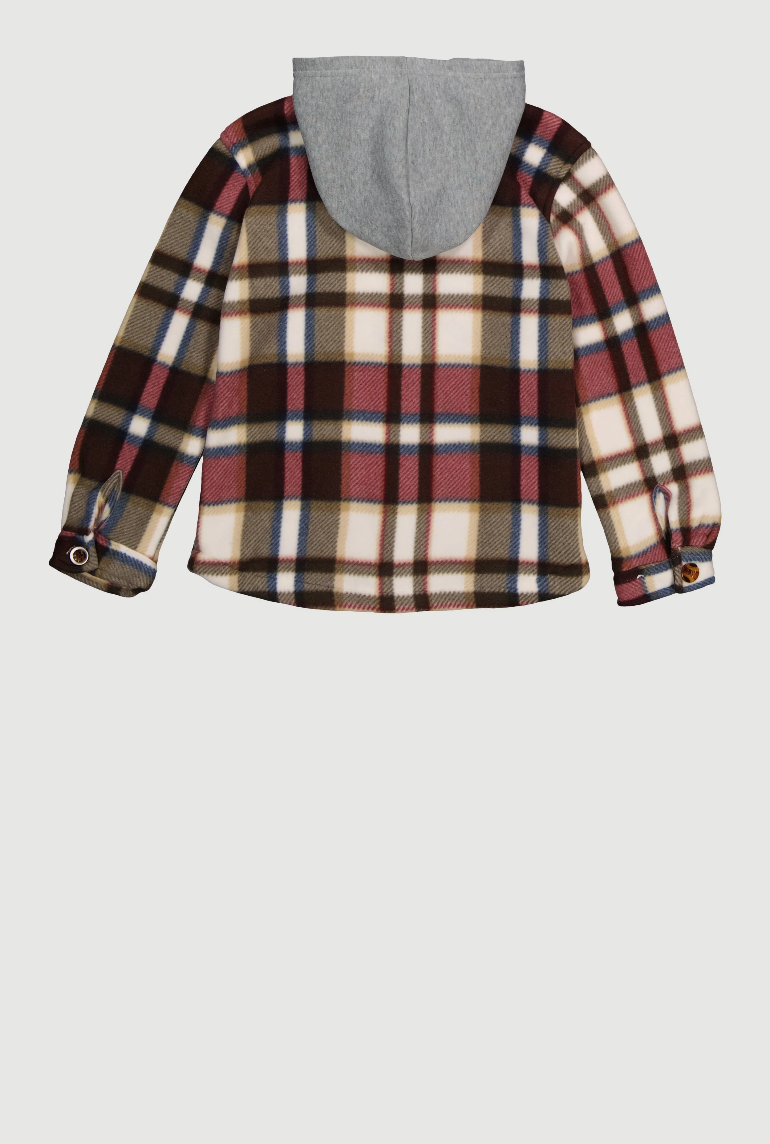 Girls Sherpa Lined Plaid Fleece Hooded Shacket sold by Rainbow product image thumbnail 3