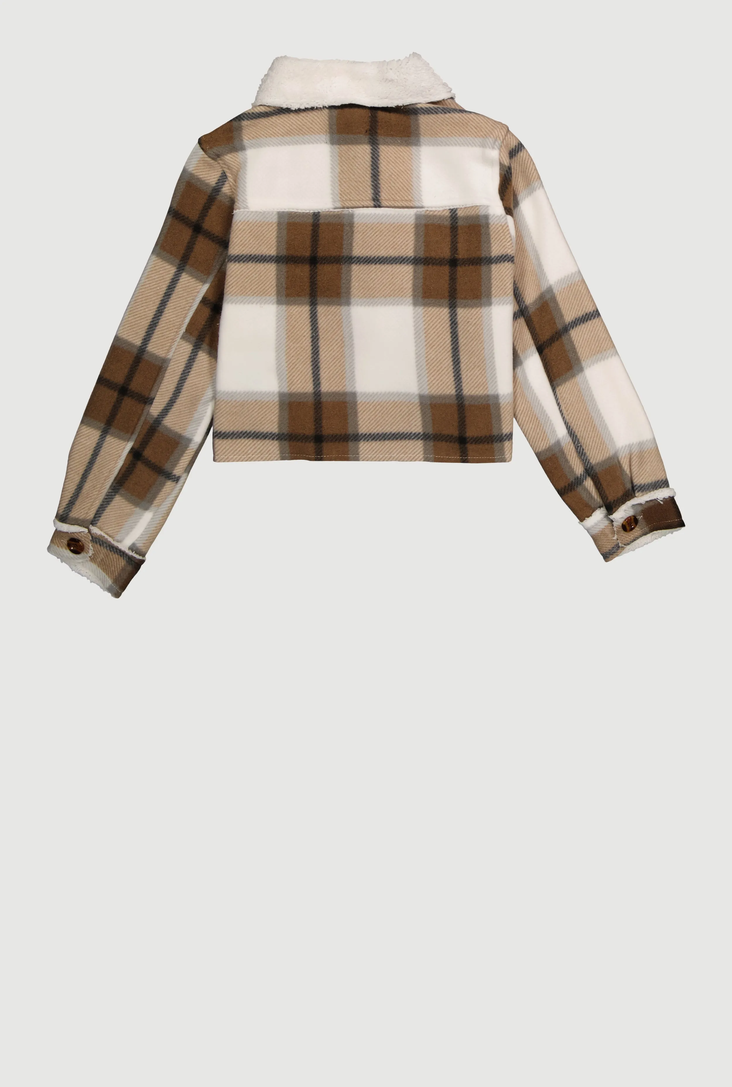 Girls Sherpa Lined Brushed Fleece Plaid Shacket sold by Rainbow product image thumbnail 3