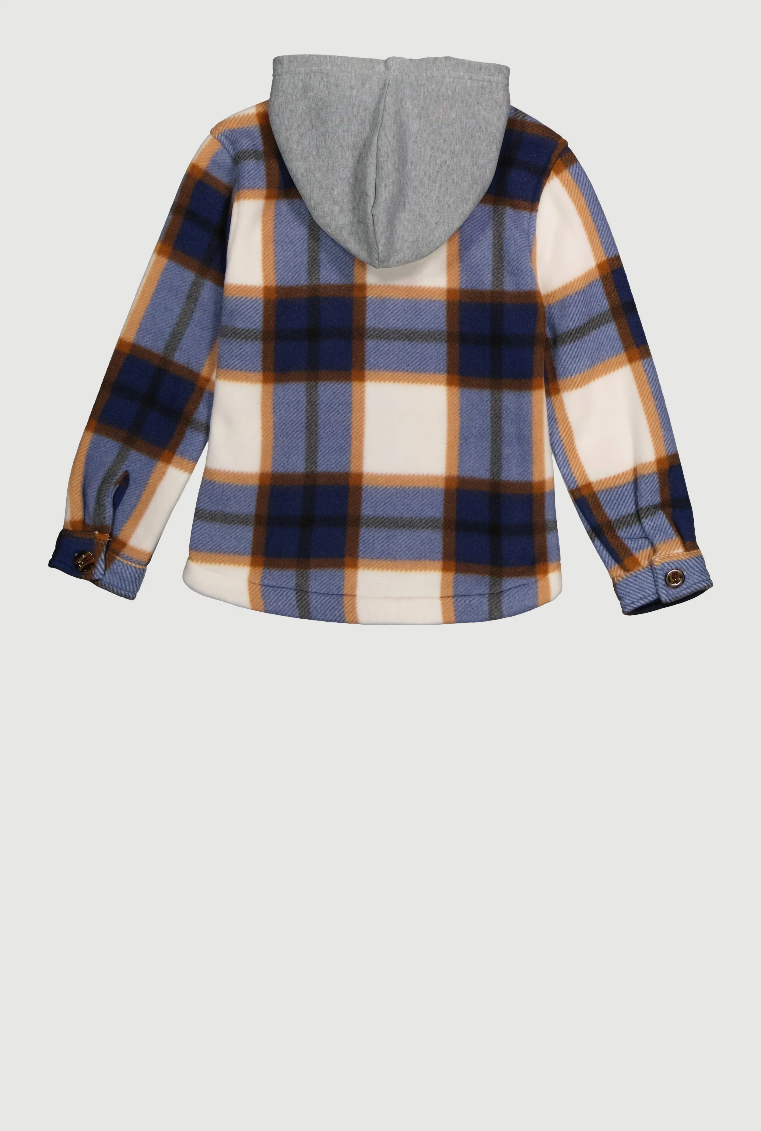 Girls Sherpa Lined Plaid Fleece Hooded Shacket sold by Rainbow product image thumbnail 3