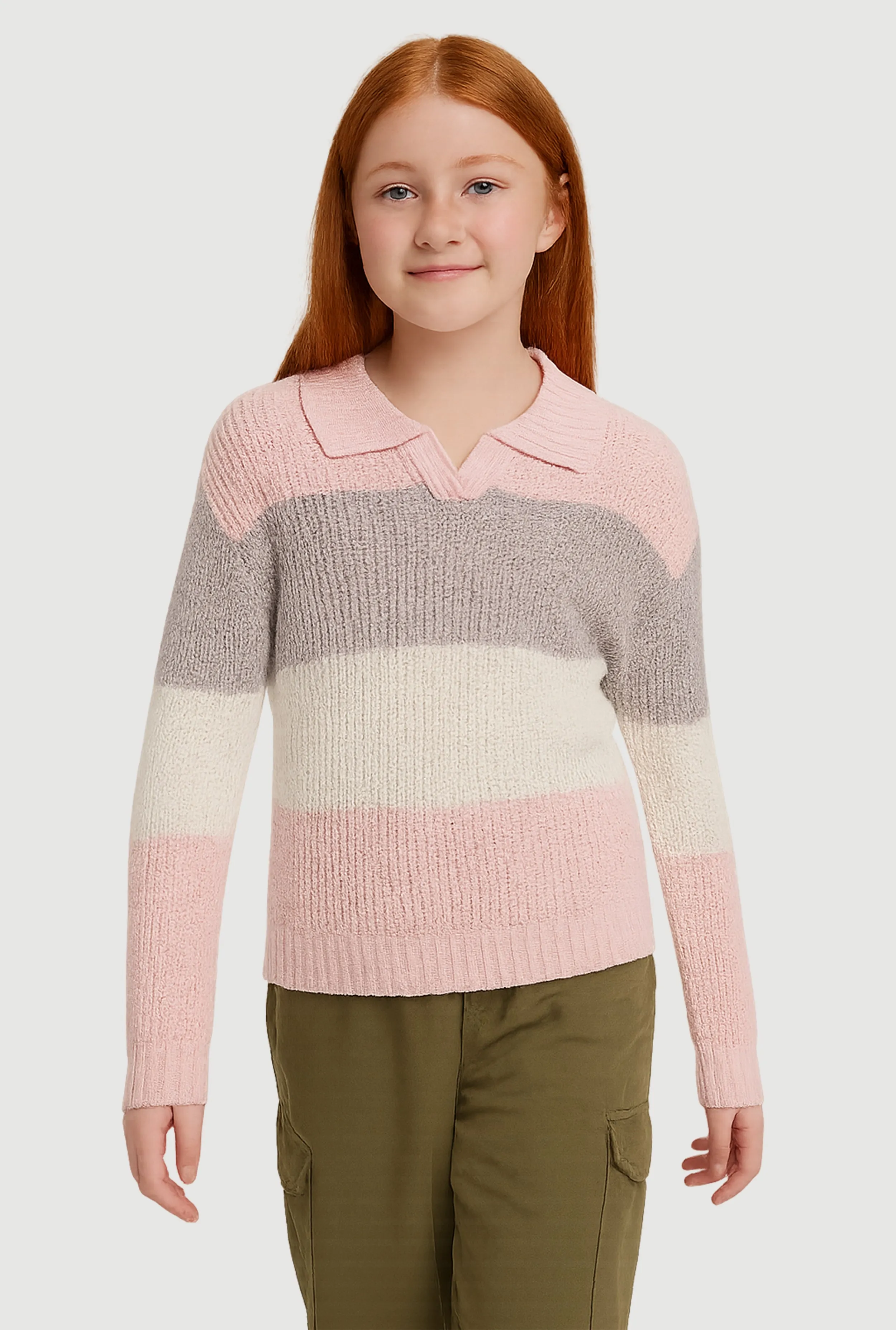 Girls Striped Polo Sweater sold by Rainbow