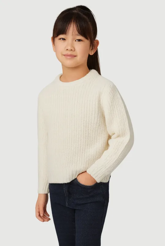 Little Girls Knit Long Sleeve Crew Neck Pullover Sweater sold by Rainbow