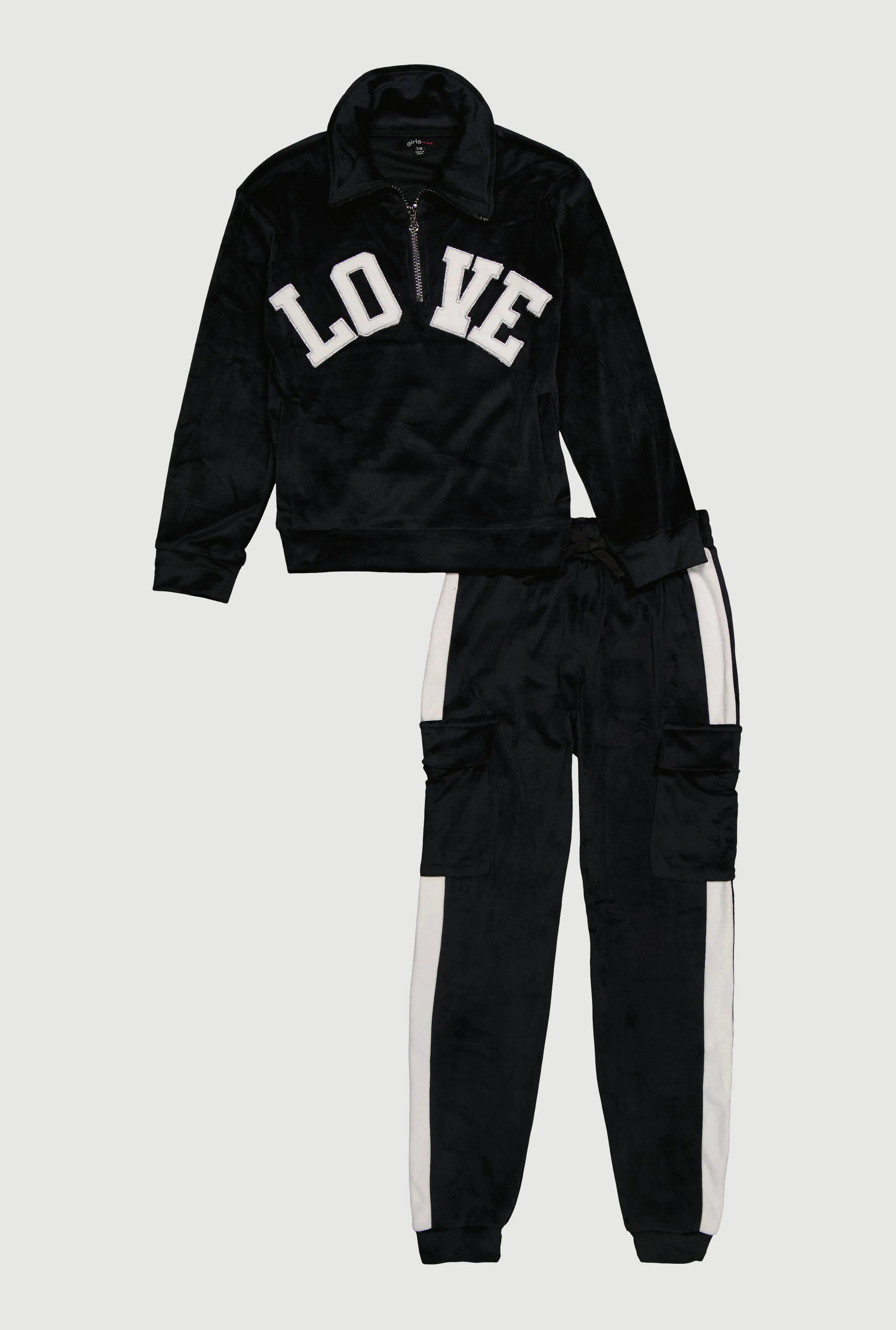 Girls Velour Love Graphic Sweatshirt and Cargo Joggers sold by Rainbow product image thumbnail 2