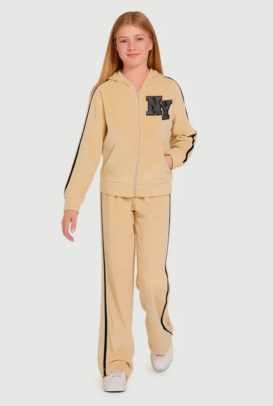 Girls Velour NY Graphic Hoodie and Sweatpants sold by Rainbow