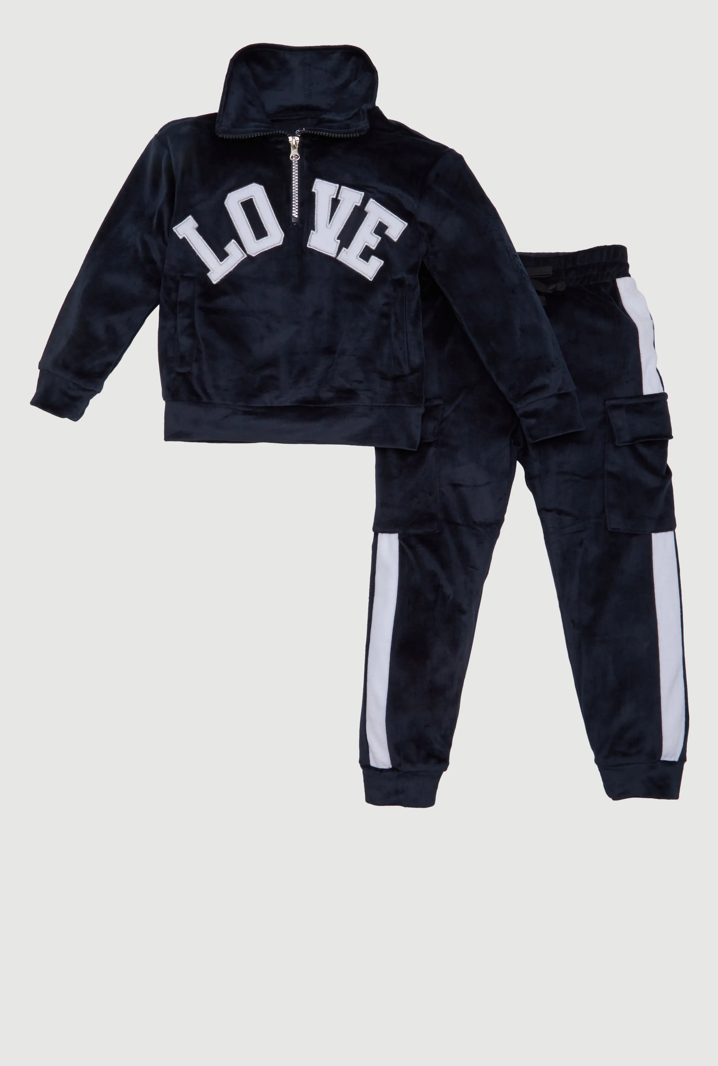 Little Girls Velour Love Graphic Sweatshirt and Cargo Joggers sold by Rainbow product image thumbnail 2