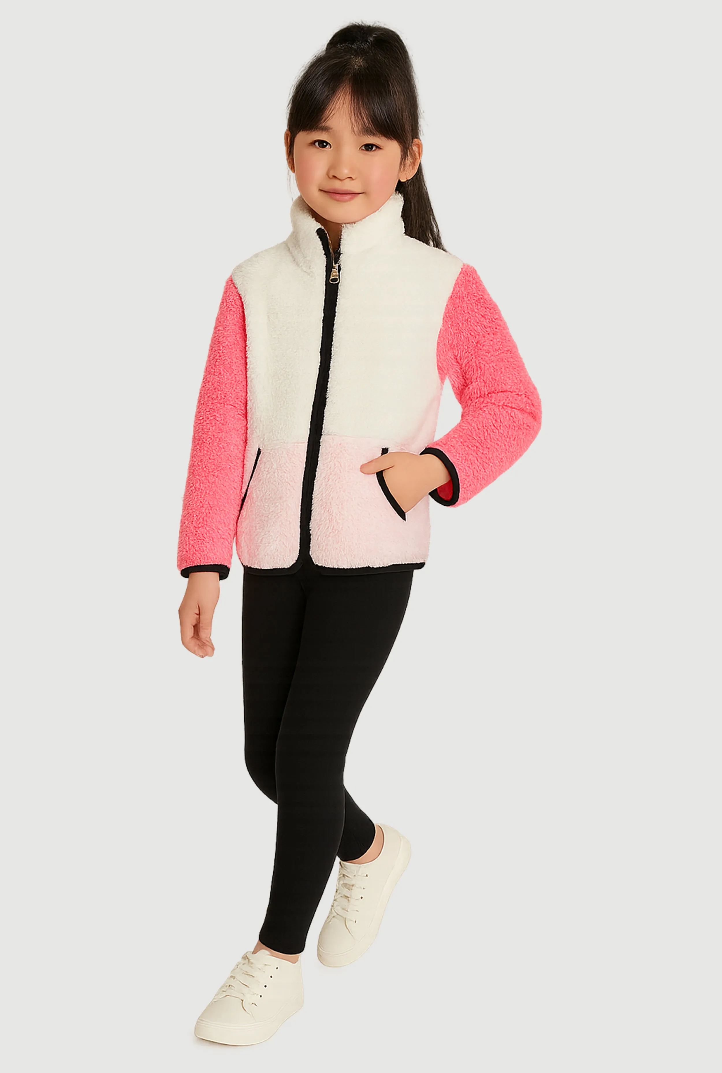 Little Girls Color Block Teddy Jacket and Sweatpants sold by Rainbow