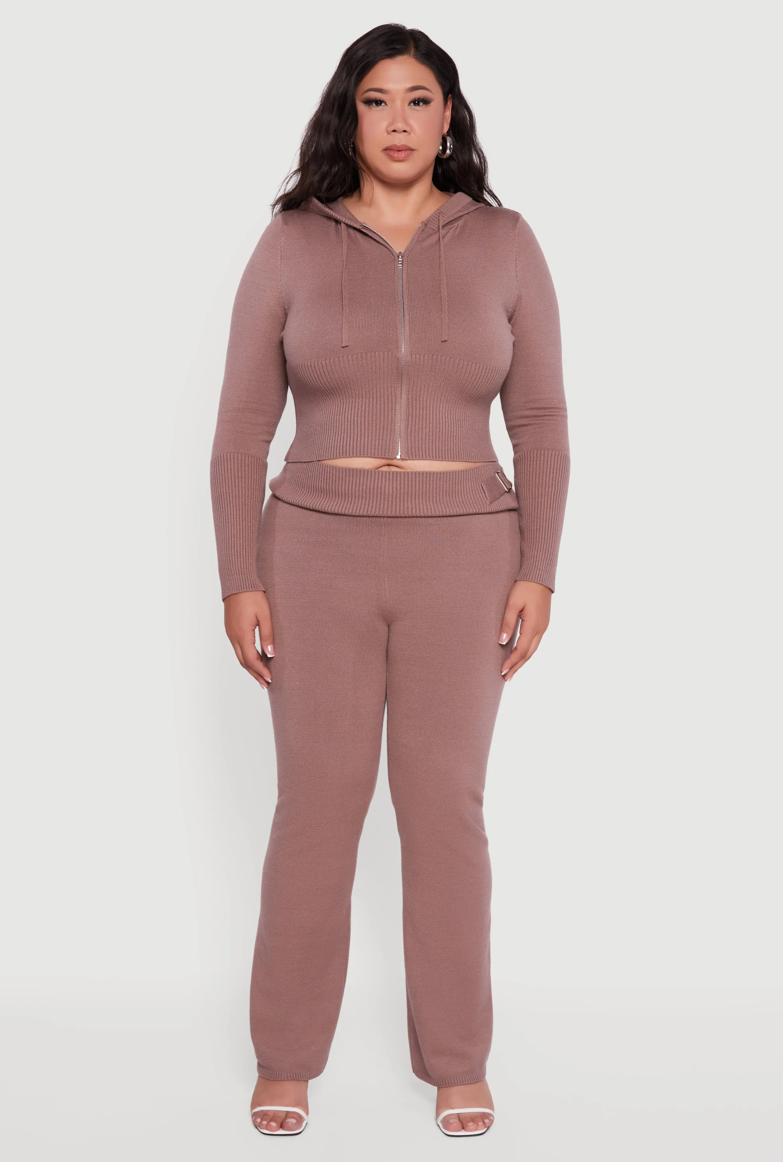 Plus Size Metallic Buckle Detail High Waisted Pants sold by Rainbow