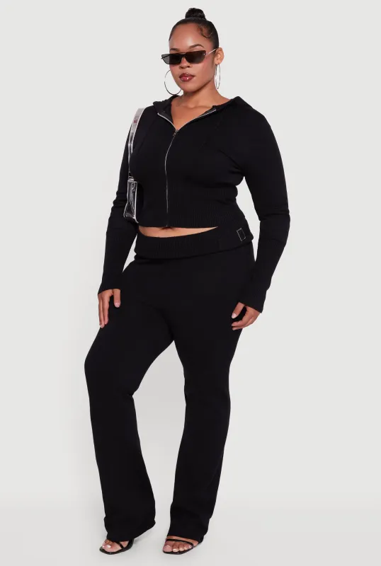 Plus Size Metallic Buckle Detail High Waisted Pants made by Rainbow