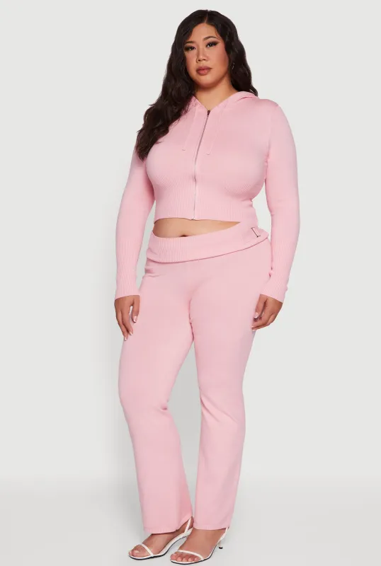 Plus Size Metallic Buckle Detail High Waisted Pants made by Rainbow