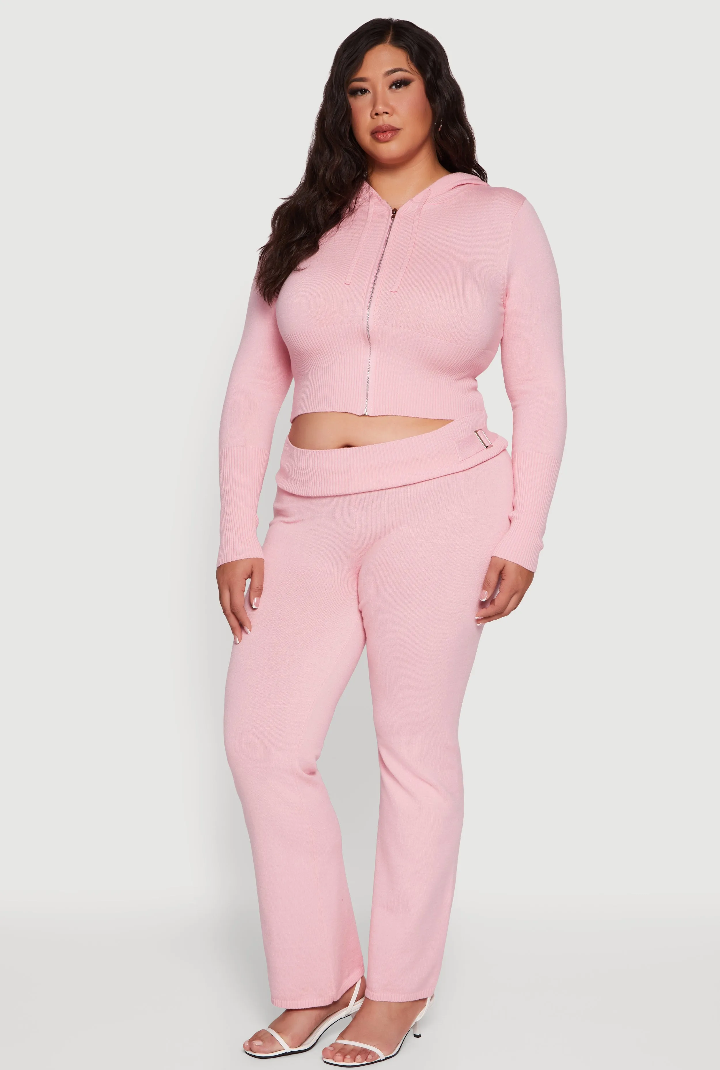 Plus Size Metallic Buckle Detail High Waisted Pants sold by Rainbow