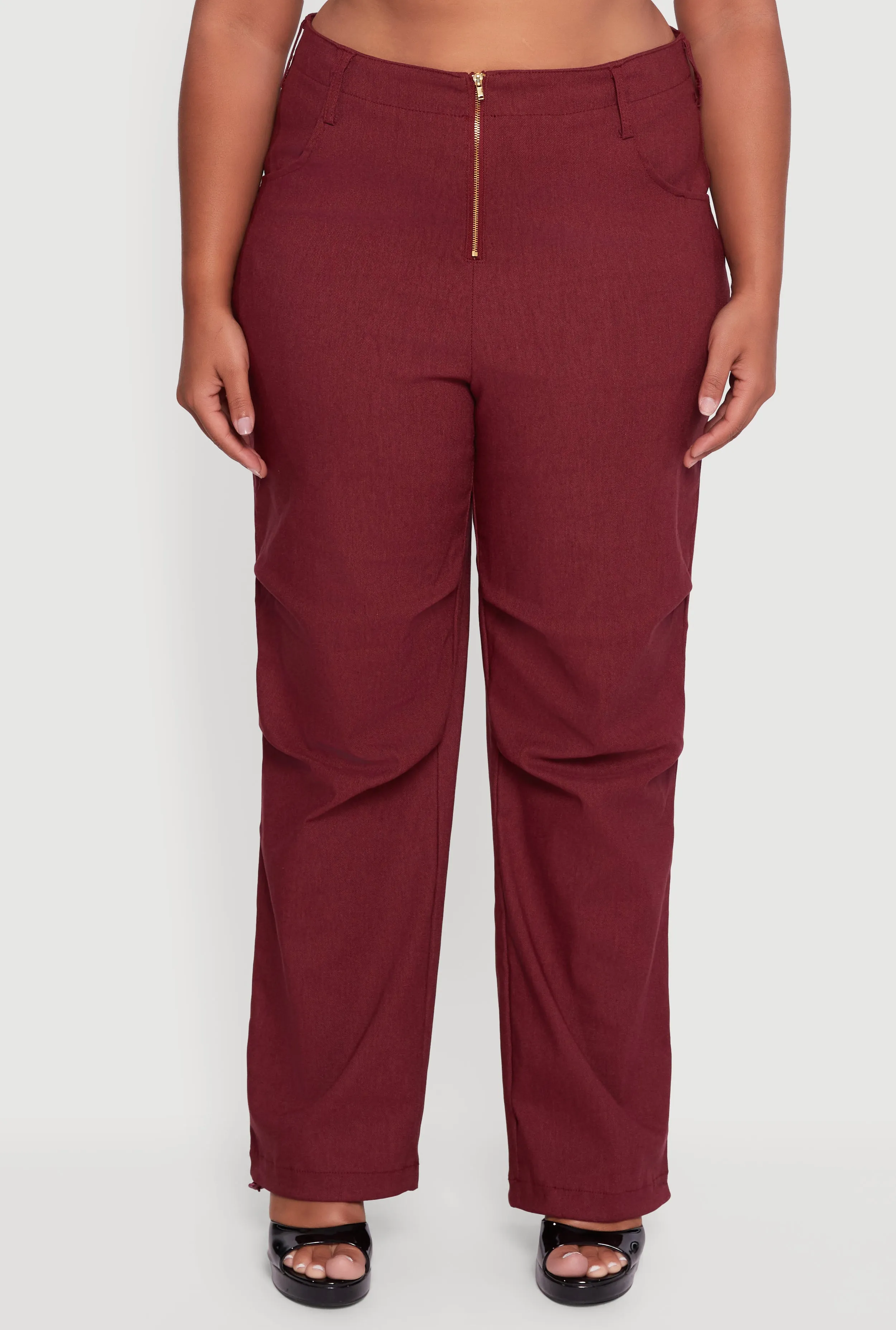 Plus Size Hyper Stretch Exposed Zip Drawstring Hem Pants sold by Rainbow product image thumbnail 3