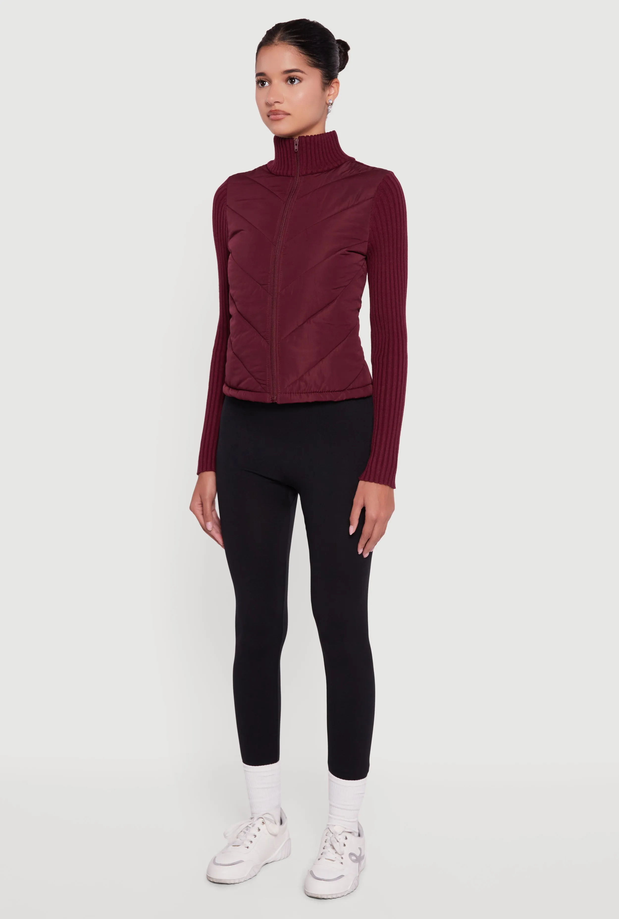 Quilted Puffer Jacket with Ribbed Knit Sleeves sold by Rainbow product image thumbnail 5