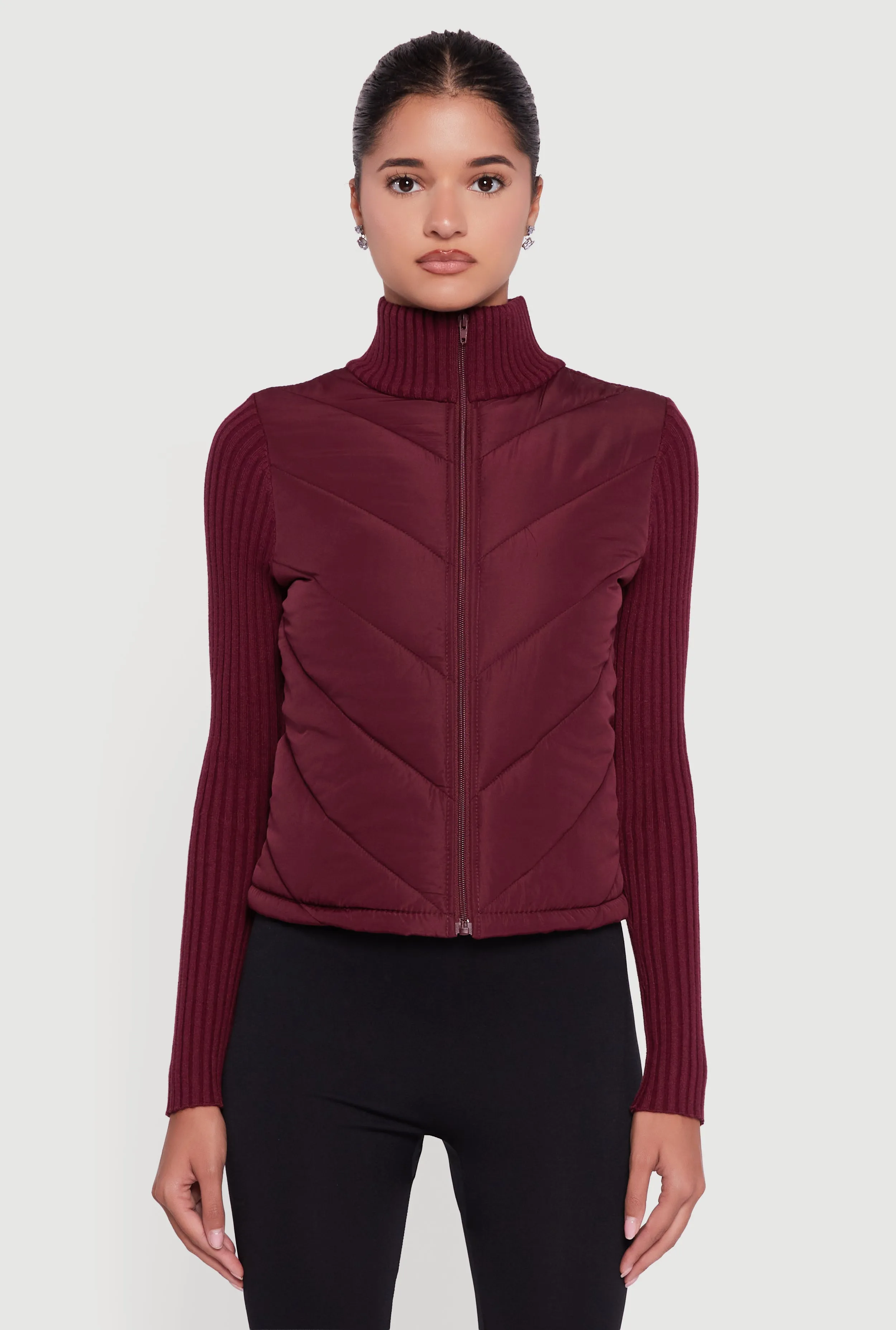 Quilted Puffer Jacket with Ribbed Knit Sleeves sold by Rainbow product image thumbnail 2