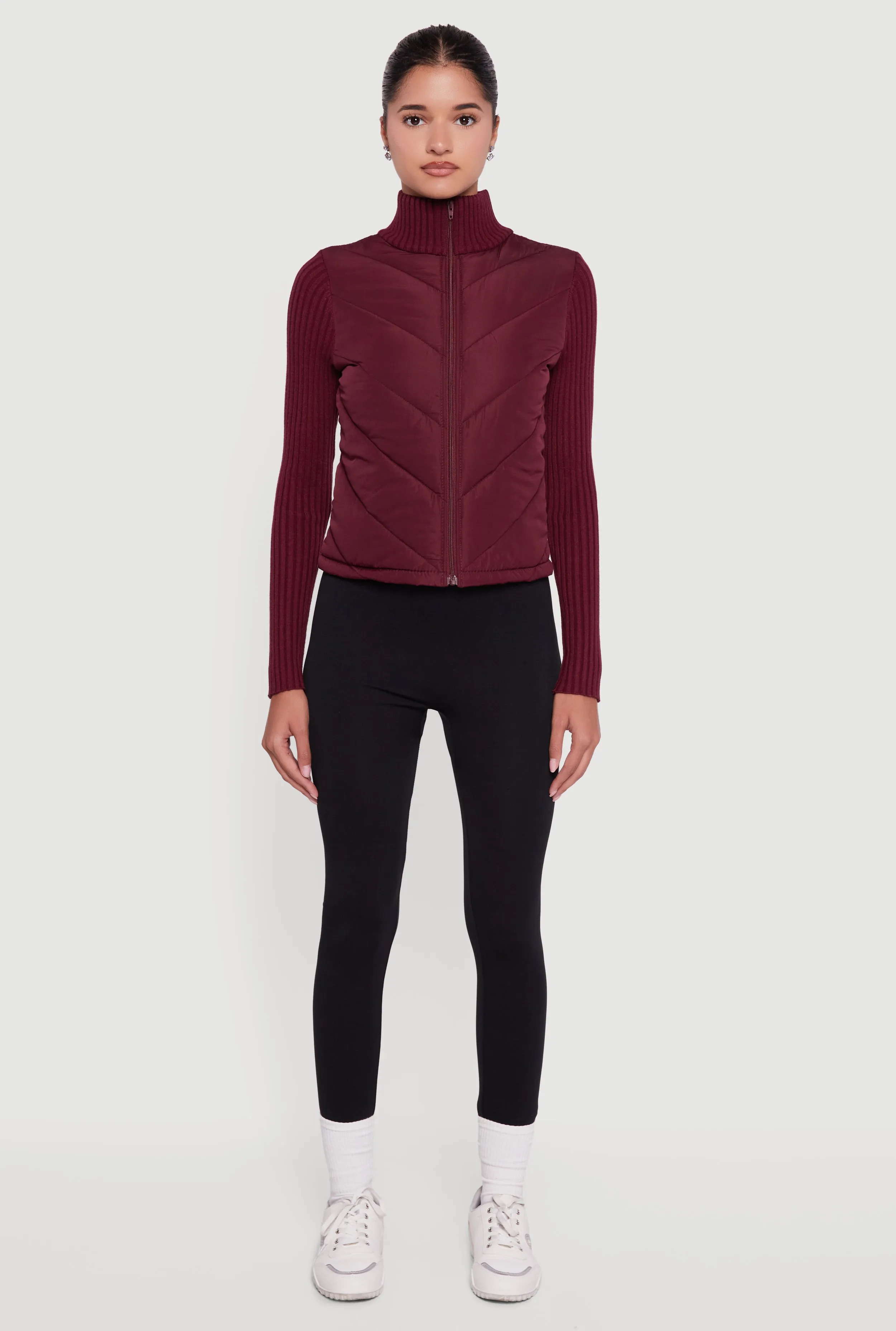 Quilted Puffer Jacket with Ribbed Knit Sleeves sold by Rainbow product image thumbnail 3