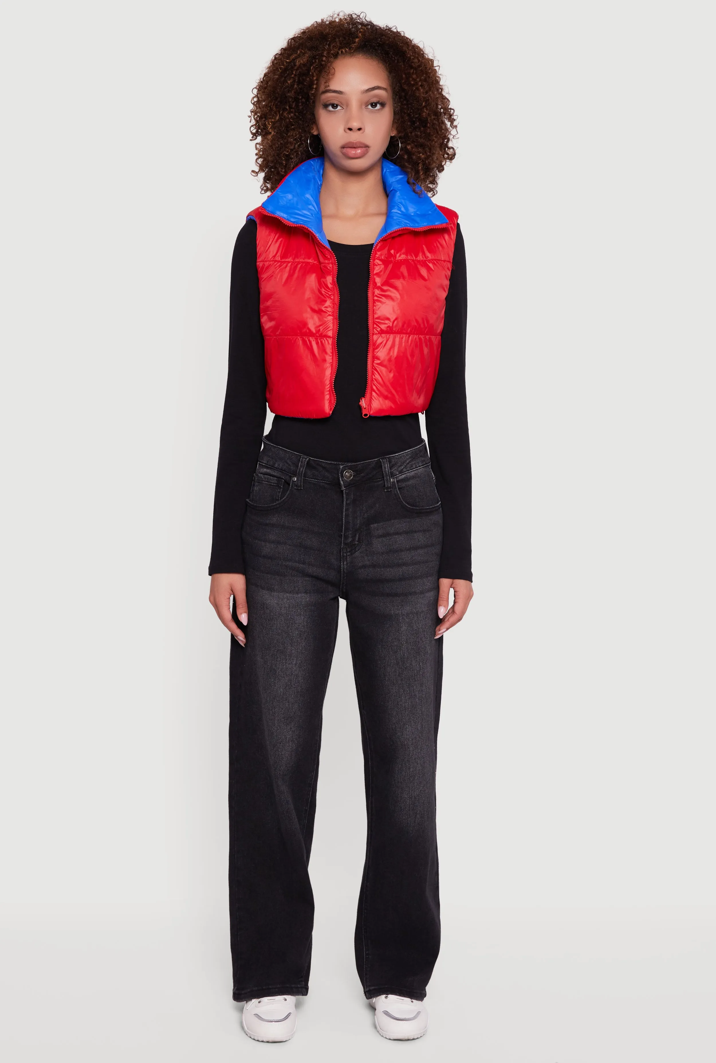 Color Blocked Drawstring Hem Puffer Vest sold by Rainbow product image thumbnail 3