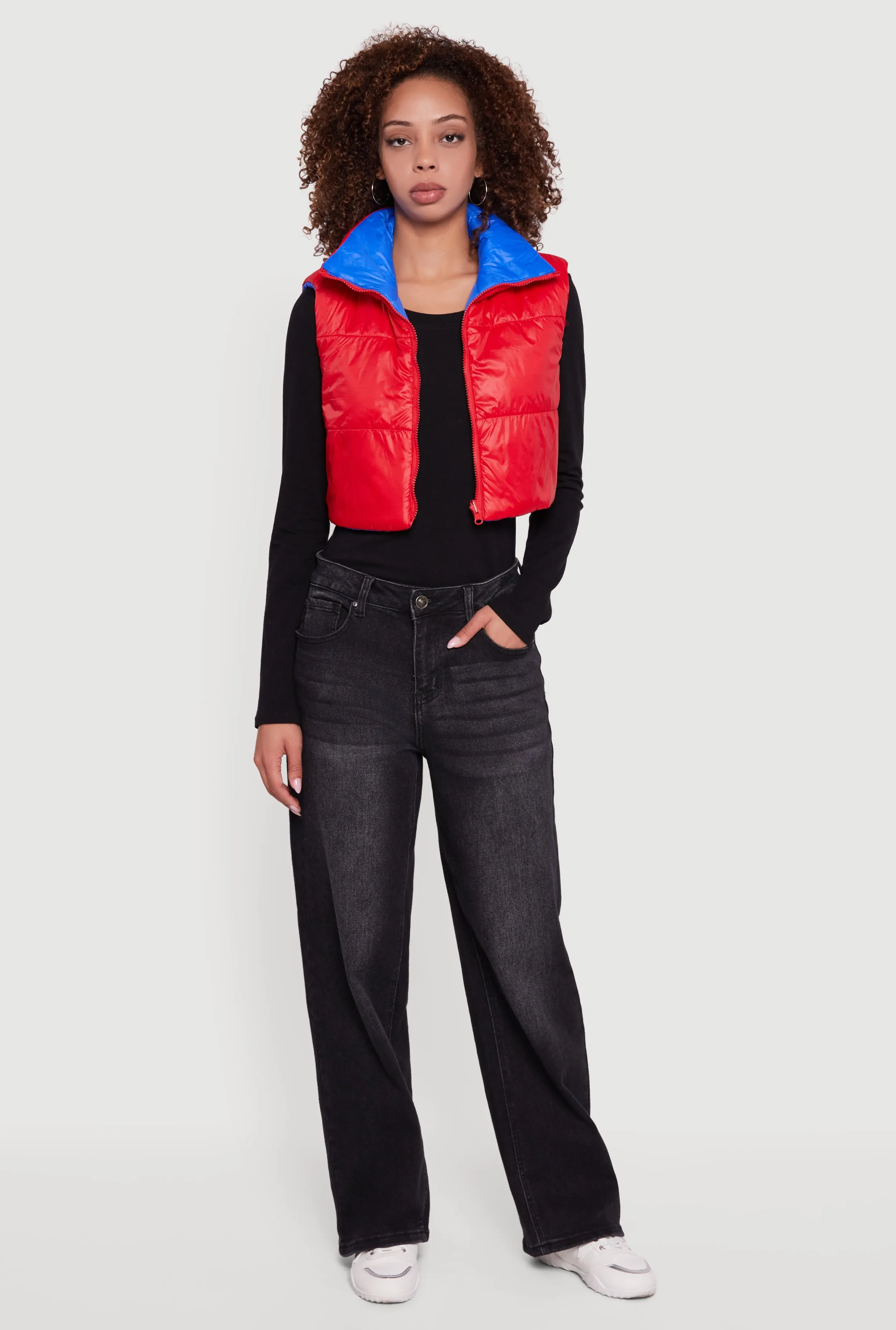 Color Blocked Drawstring Hem Puffer Vest sold by Rainbow