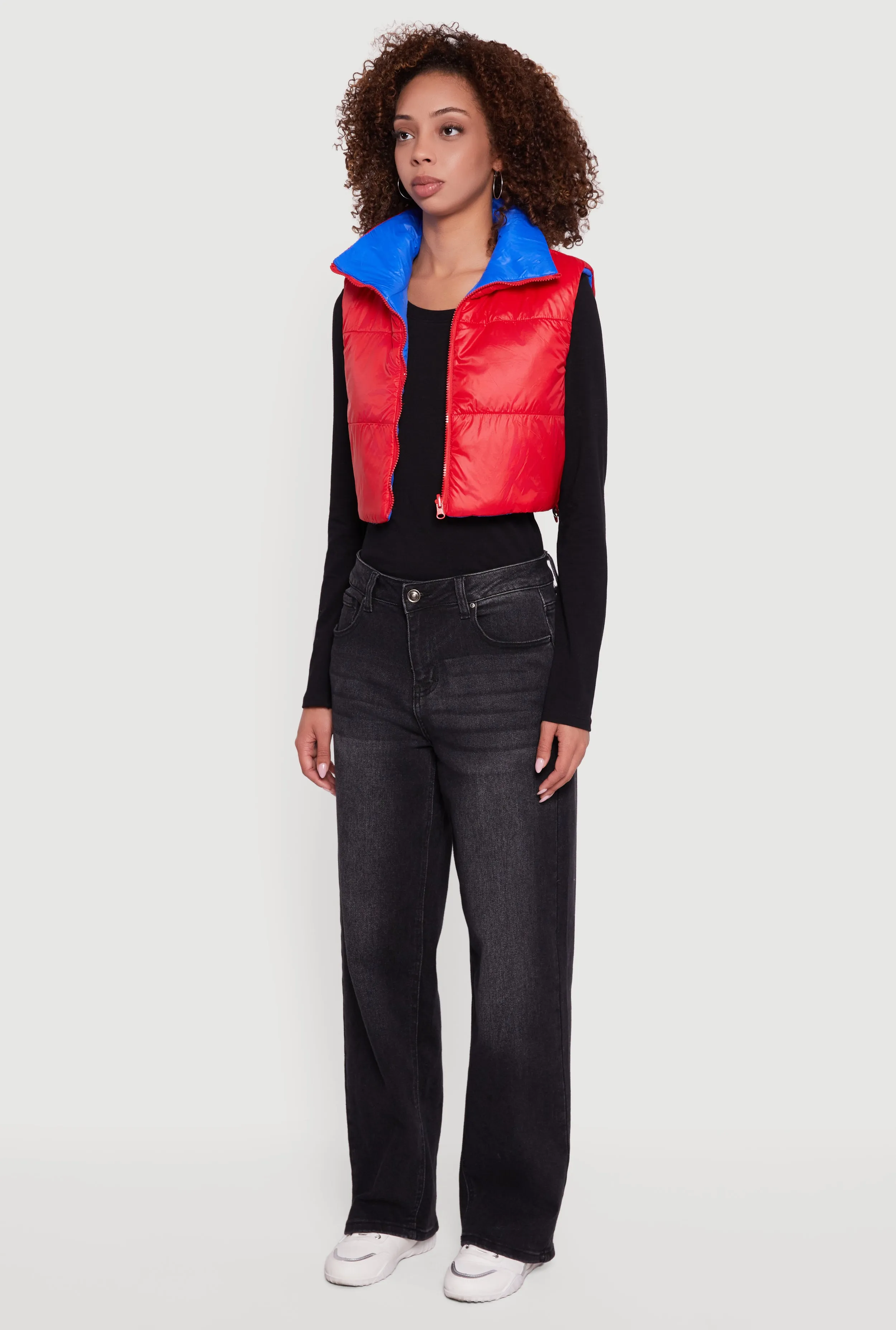 Color Blocked Drawstring Hem Puffer Vest sold by Rainbow product image thumbnail 5