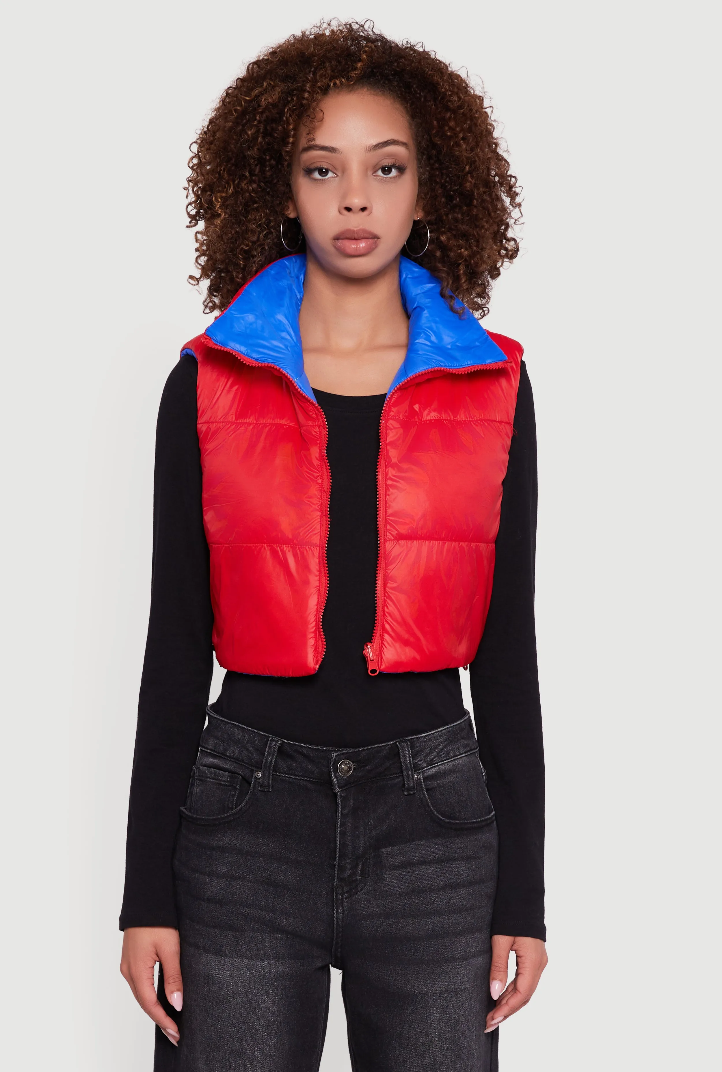 Color Blocked Drawstring Hem Puffer Vest sold by Rainbow product image thumbnail 2