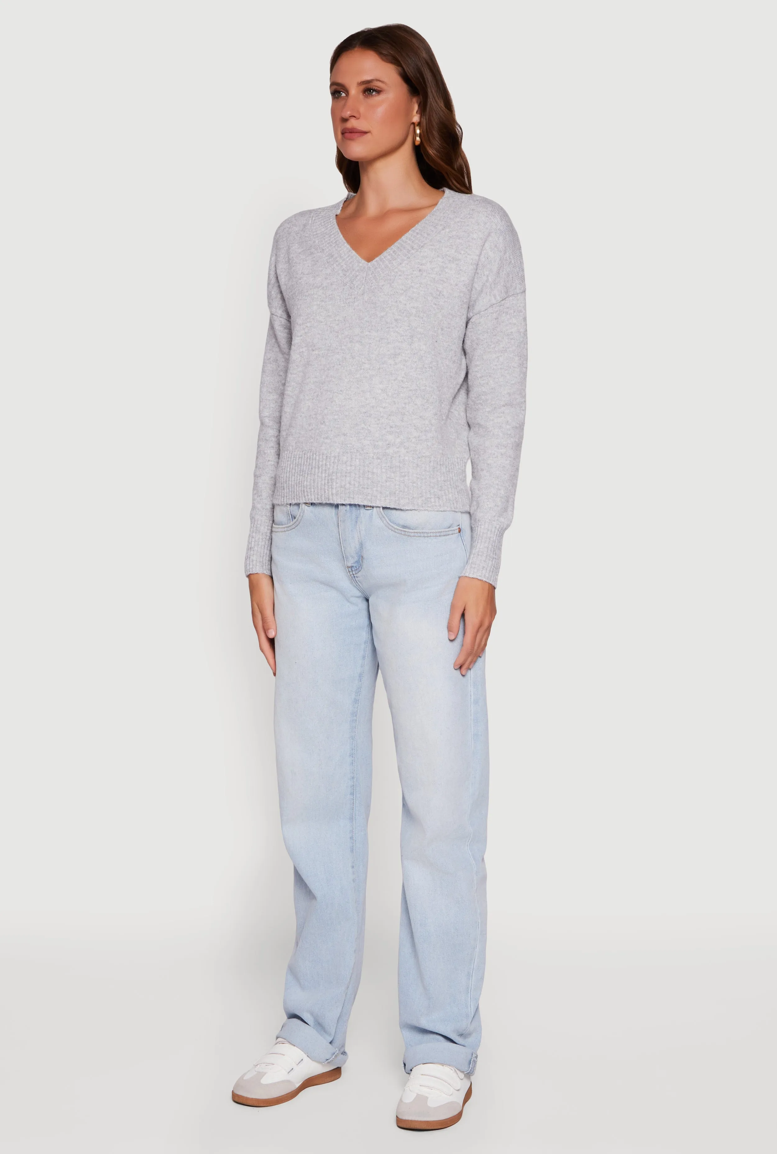 Brushed Knit Long Sleeve V-Neck Sweater sold by Rainbow product image thumbnail 5