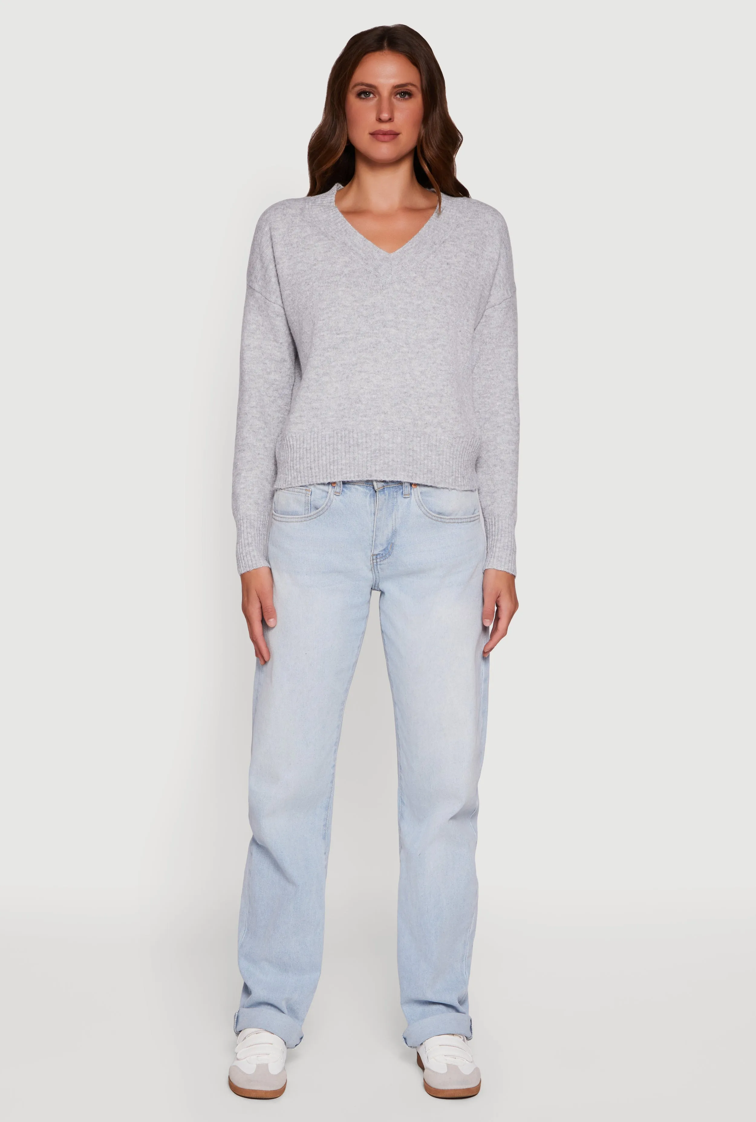 Brushed Knit Long Sleeve V-Neck Sweater sold by Rainbow product image thumbnail 3