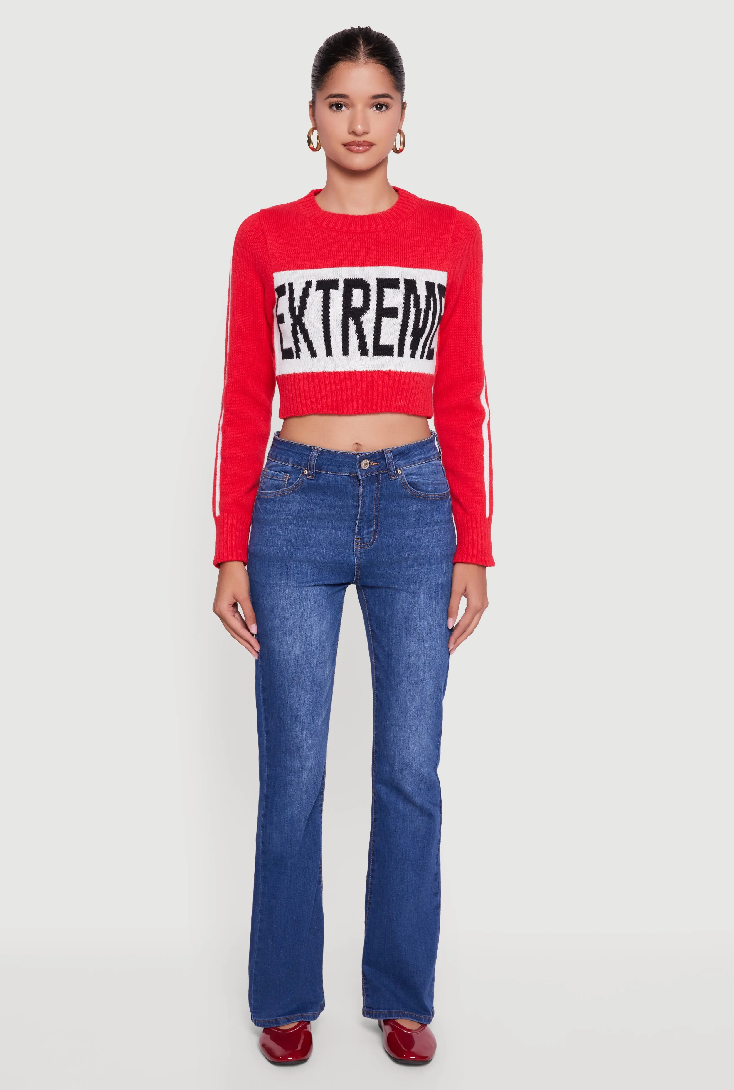 Extreme Graphic Cropped Sweater sold by Rainbow