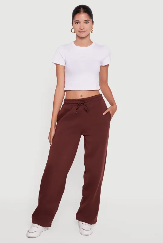 Fleece Lined Straight Leg Sweatpants sold by Rainbow