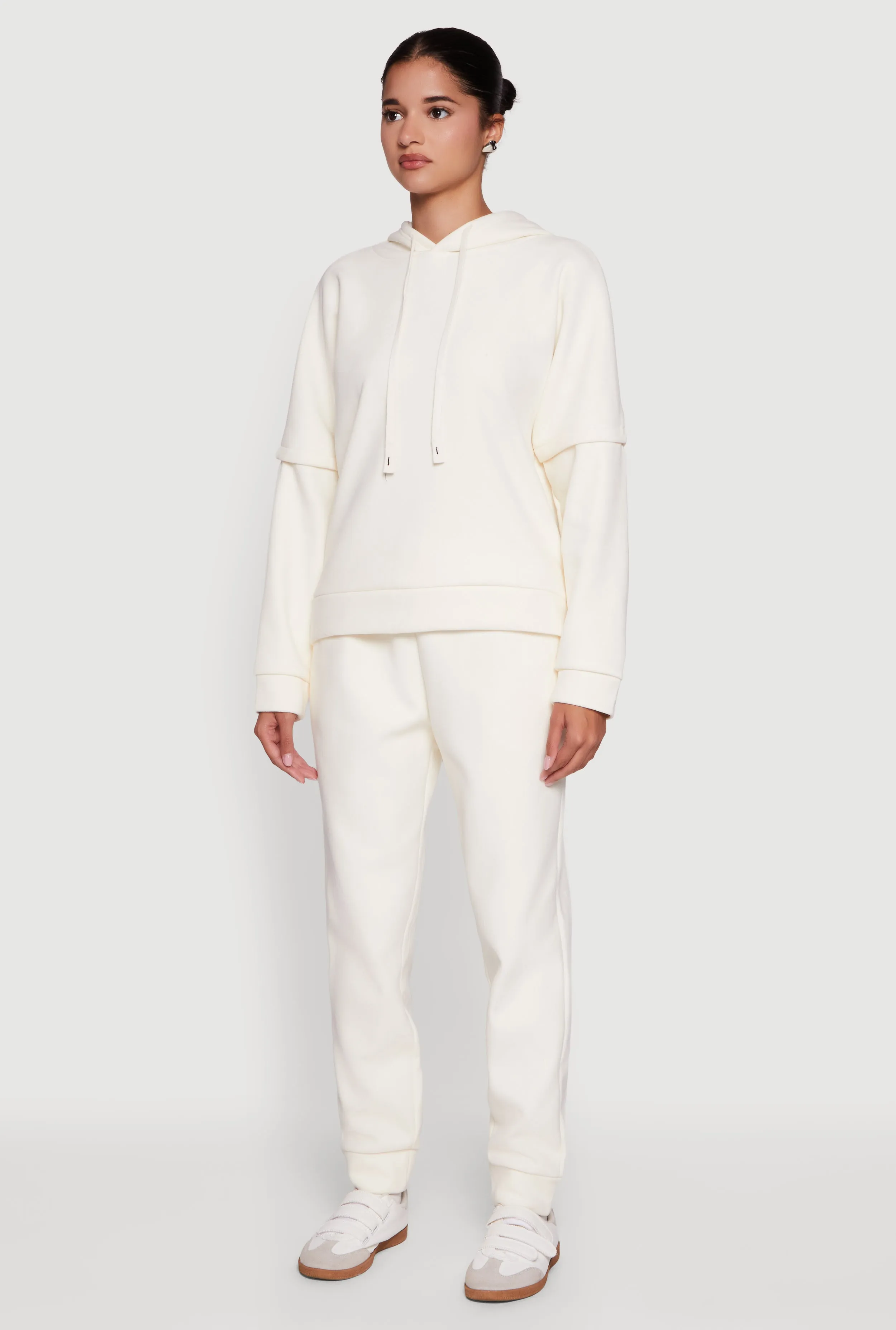 Layered Look Plush Lined Hooded Sweatshirt sold by Rainbow product image thumbnail 5