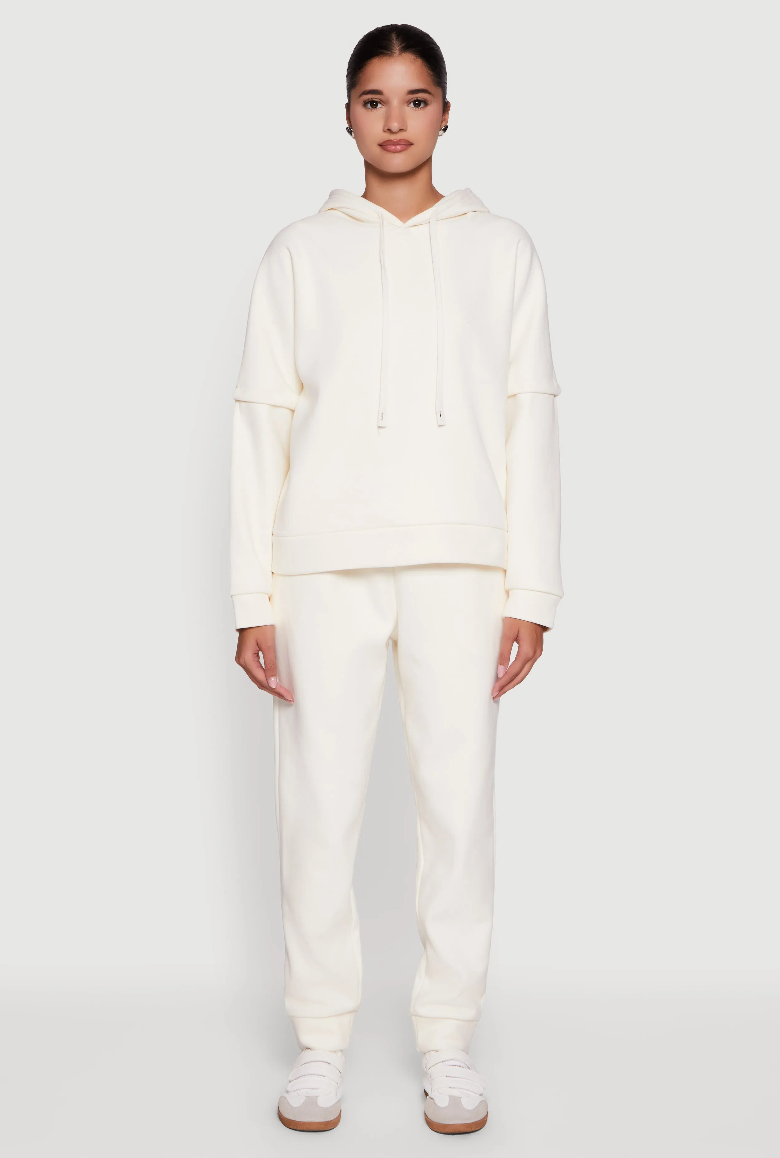 Layered Look Plush Lined Hooded Sweatshirt sold by Rainbow product image thumbnail 3