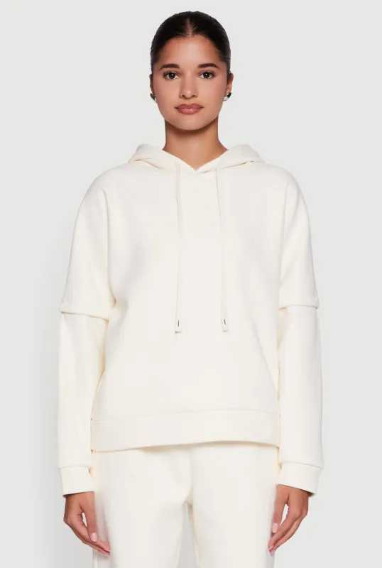 Layered Look Plush Lined Hooded Sweatshirt sold by Rainbow