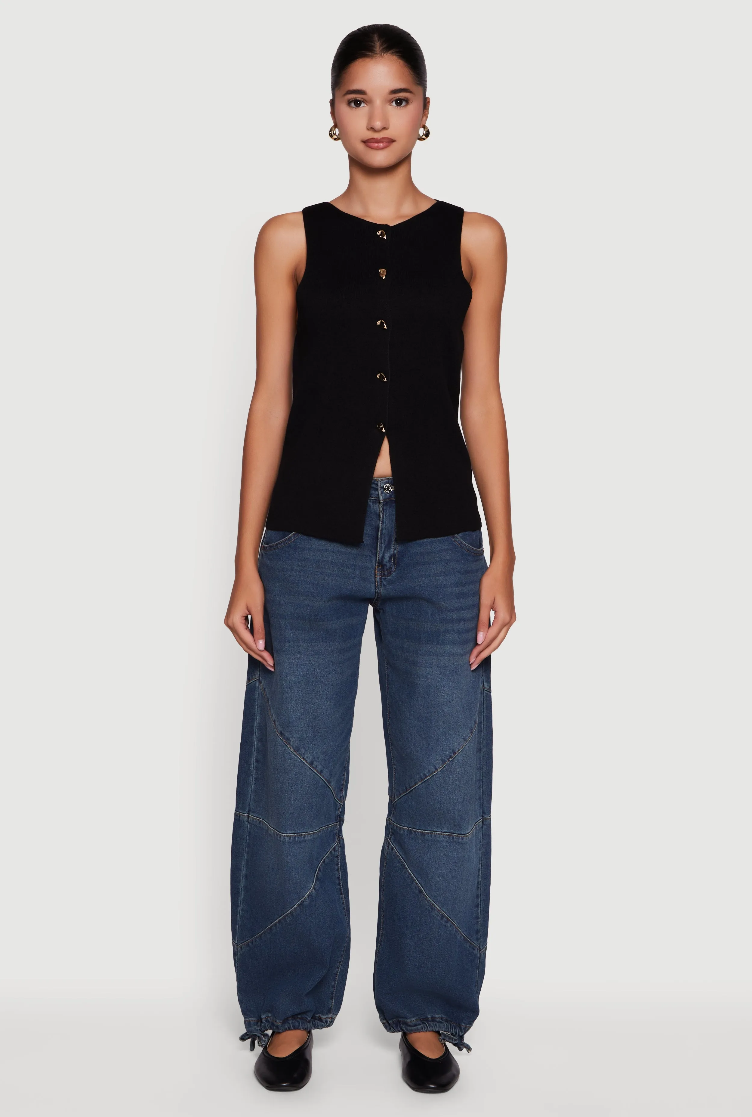 Metallic Button Front Sleeveless Sweater sold by Rainbow product image thumbnail 3