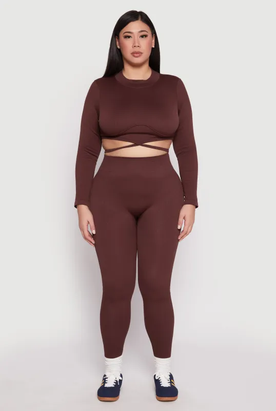 Plus Size Seamless Rib Knit High Waist Leggings sold by Rainbow