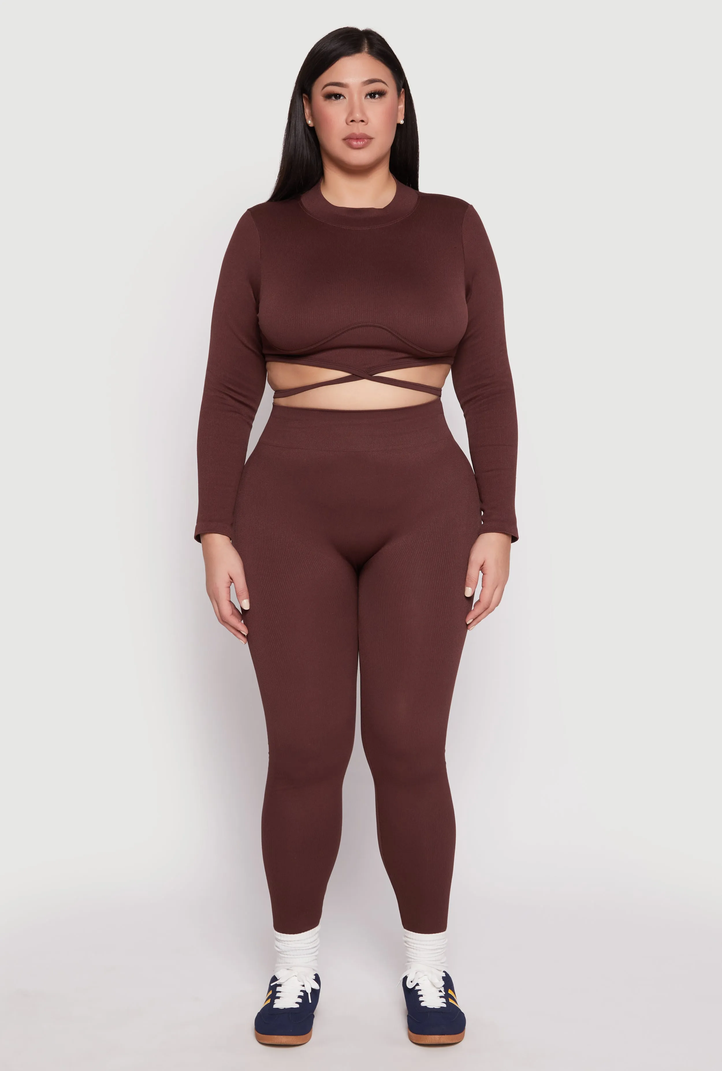 Plus Size Seamless Rib Knit High Waist Leggings sold by Rainbow