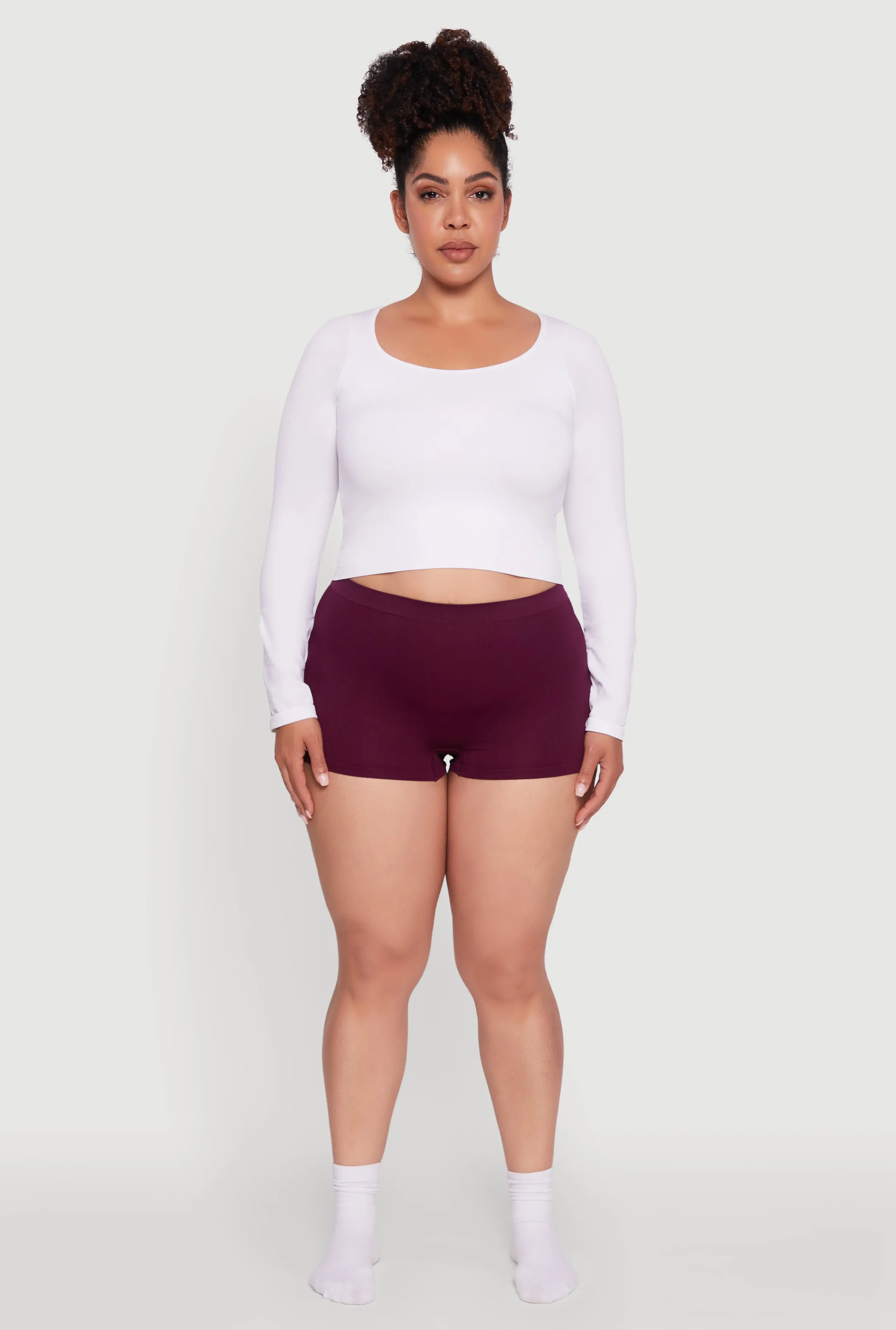 Plus Size Seamless High Waisted Ribbed Knit Boyshort Panty sold by Rainbow product image thumbnail 2