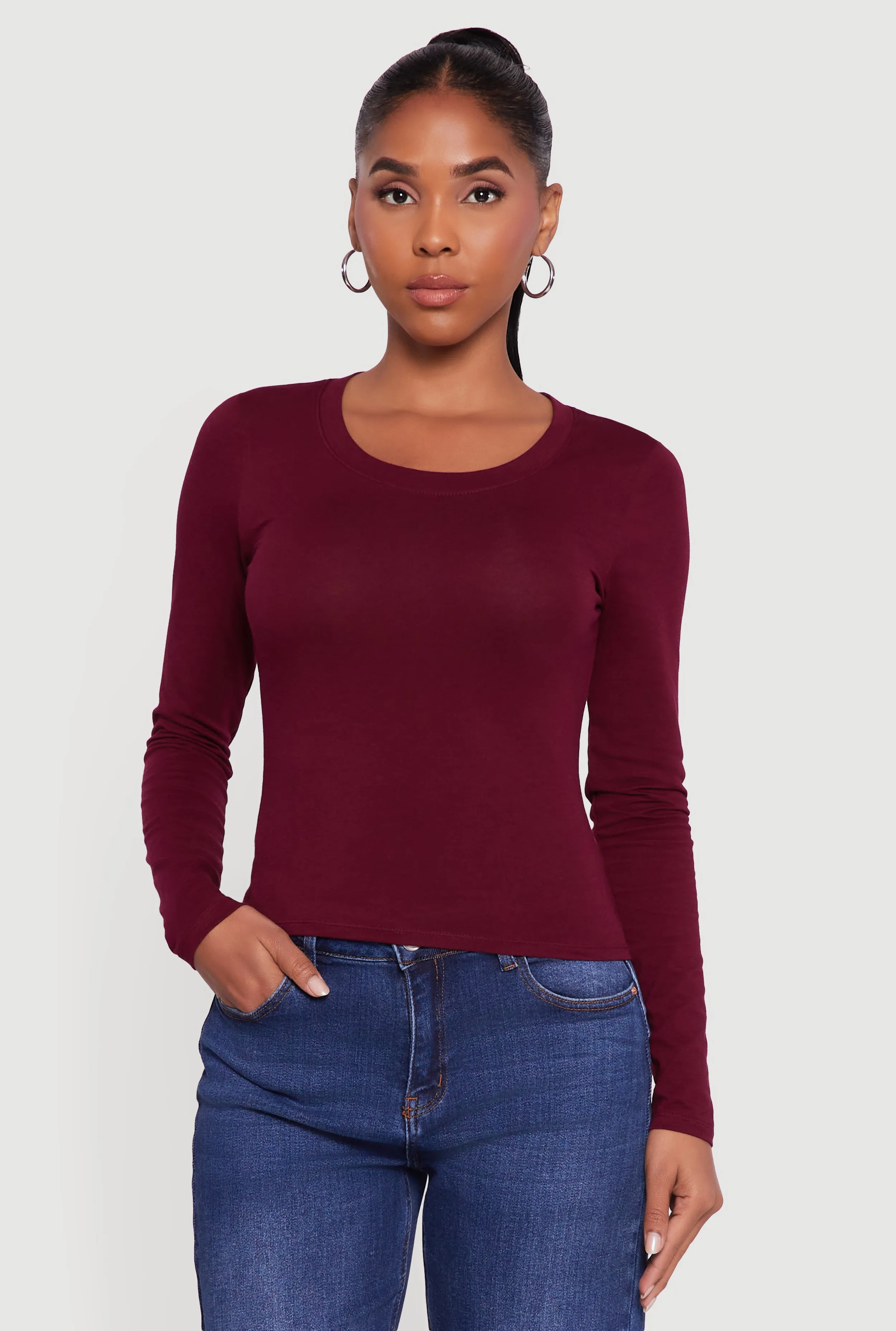 Long Sleeve Scoop Neck Tee sold by Rainbow product image thumbnail 2