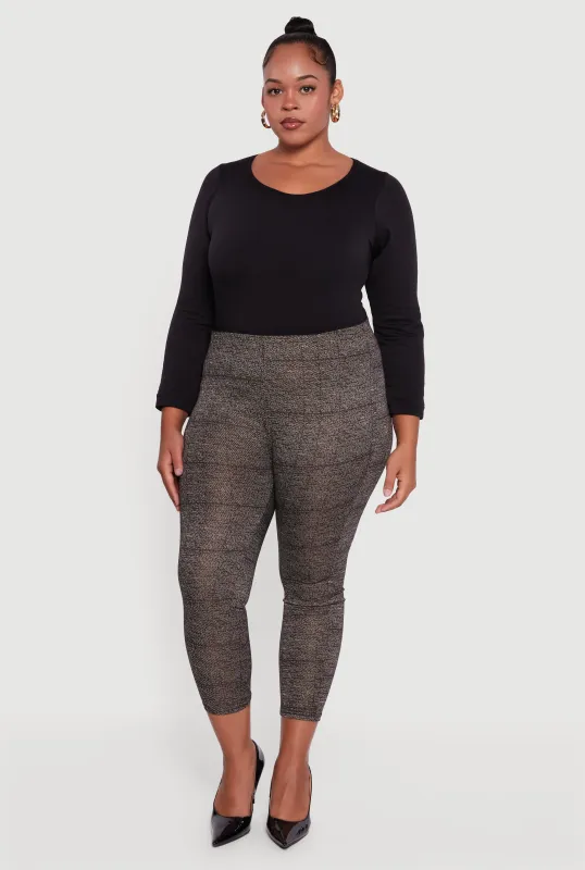 Plus Size Marled High Waisted Cropped Dress Pants sold by Rainbow