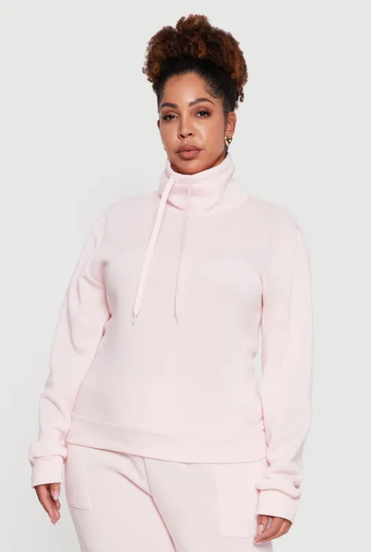 Plus Size Fleece Funnel Neck Pullover Sweatshirt sold by Rainbow