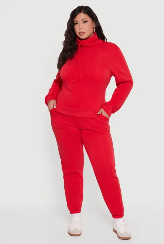 Plus Size Mid Rise Fleece Lined Tapered Sweatpants sold by Rainbow