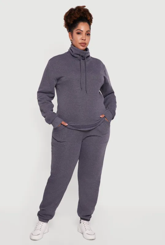 Plus Size Mid Rise Fleece Lined Tapered Sweatpants sold by Rainbow