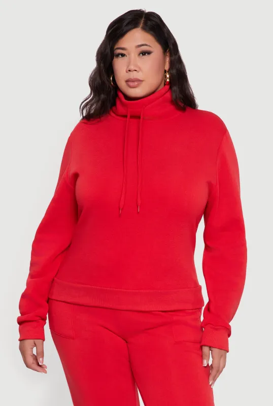 Plus Size Fleece Funnel Neck Pullover Sweatshirt sold by Rainbow