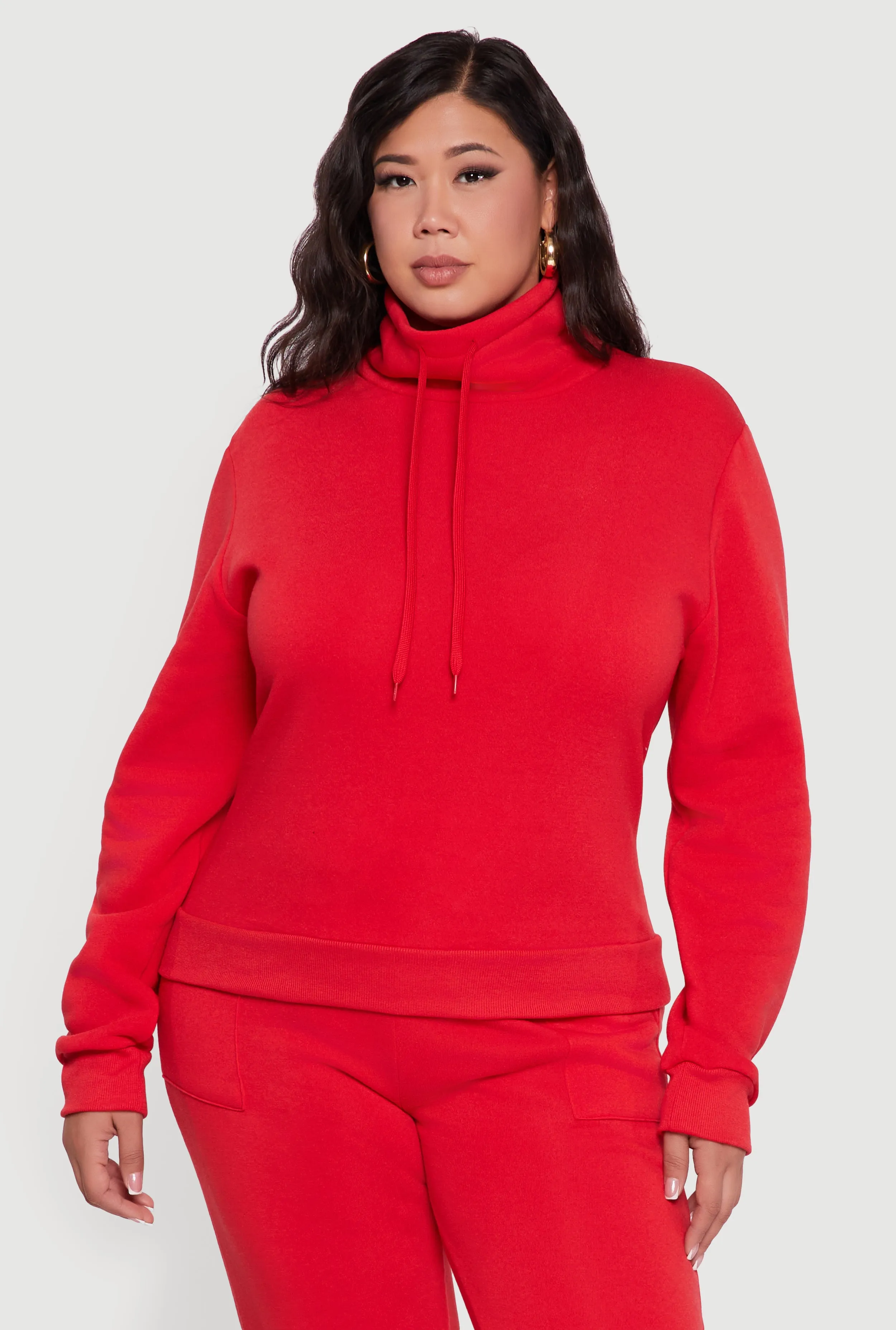 Plus Size Fleece Funnel Neck Pullover Sweatshirt sold by Rainbow