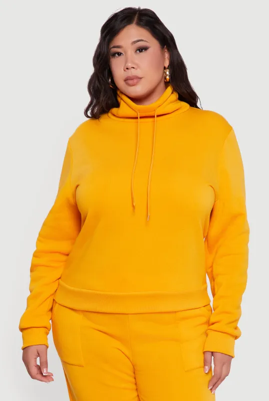 Plus Size Fleece Funnel Neck Pullover Sweatshirt sold by Rainbow