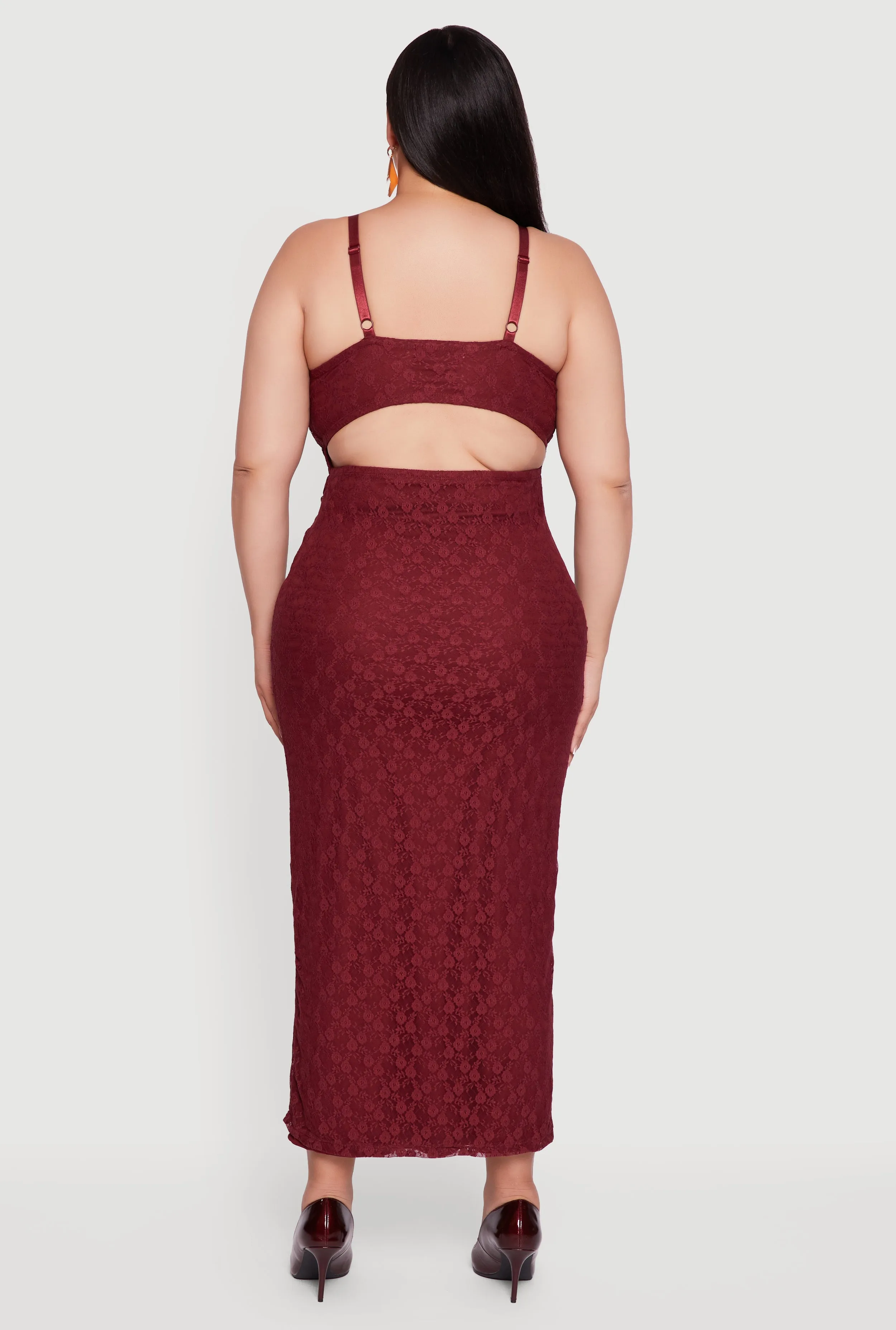 Plus Size Floral Lace Draped Sweetheart Maxi Dress sold by Rainbow product image thumbnail 5