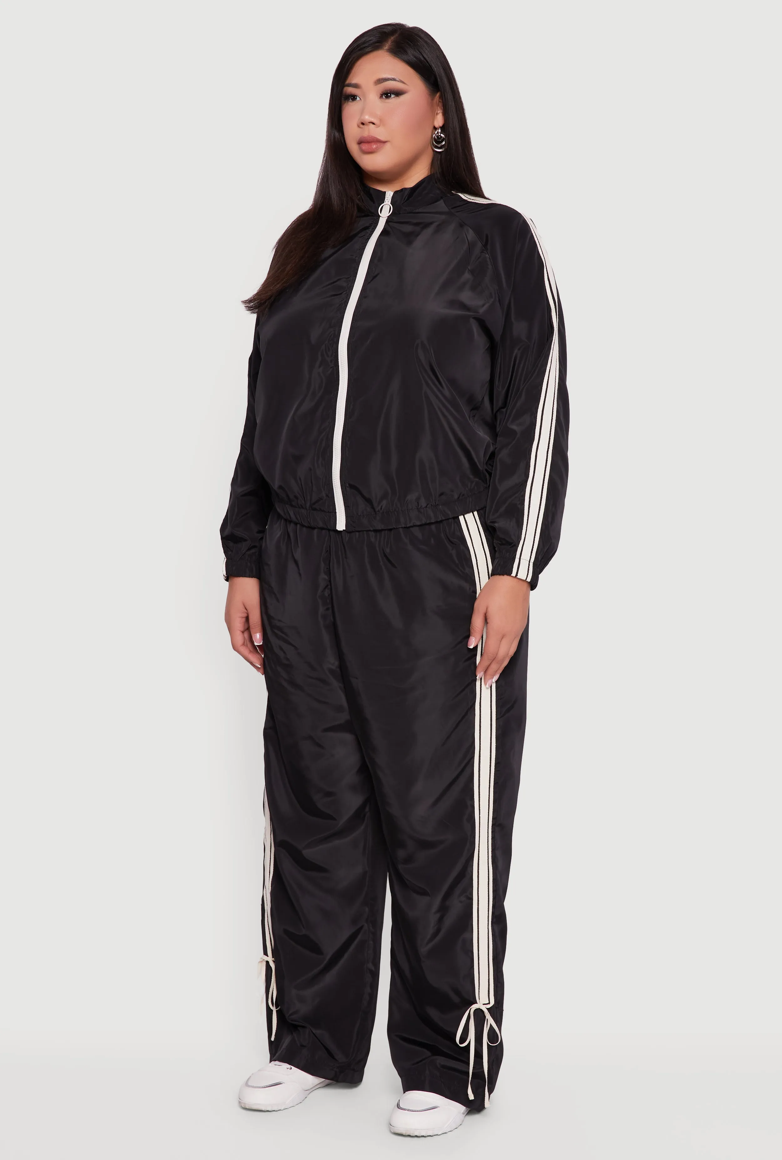 Plus Size O Ring Zip Nylon Track Jacket with Contrast Trim sold by Rainbow product image thumbnail 5