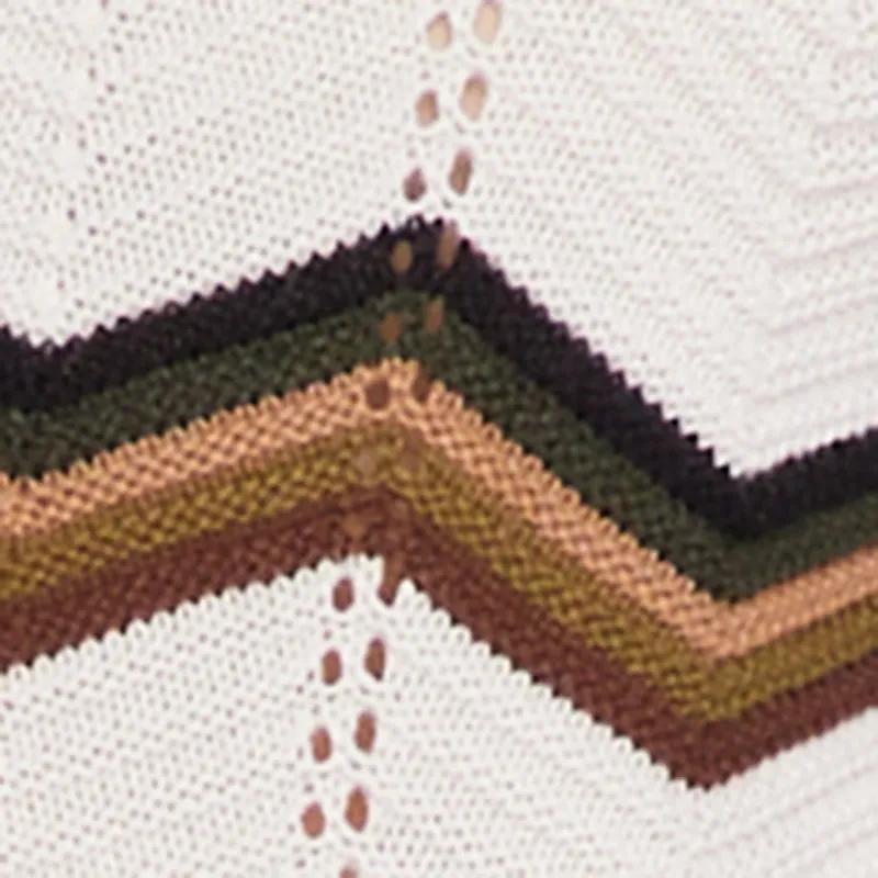 Plus Size Pointelle Knit Chevron V Neck Button Front Cardigan sold by Rainbow product image thumbnail 4