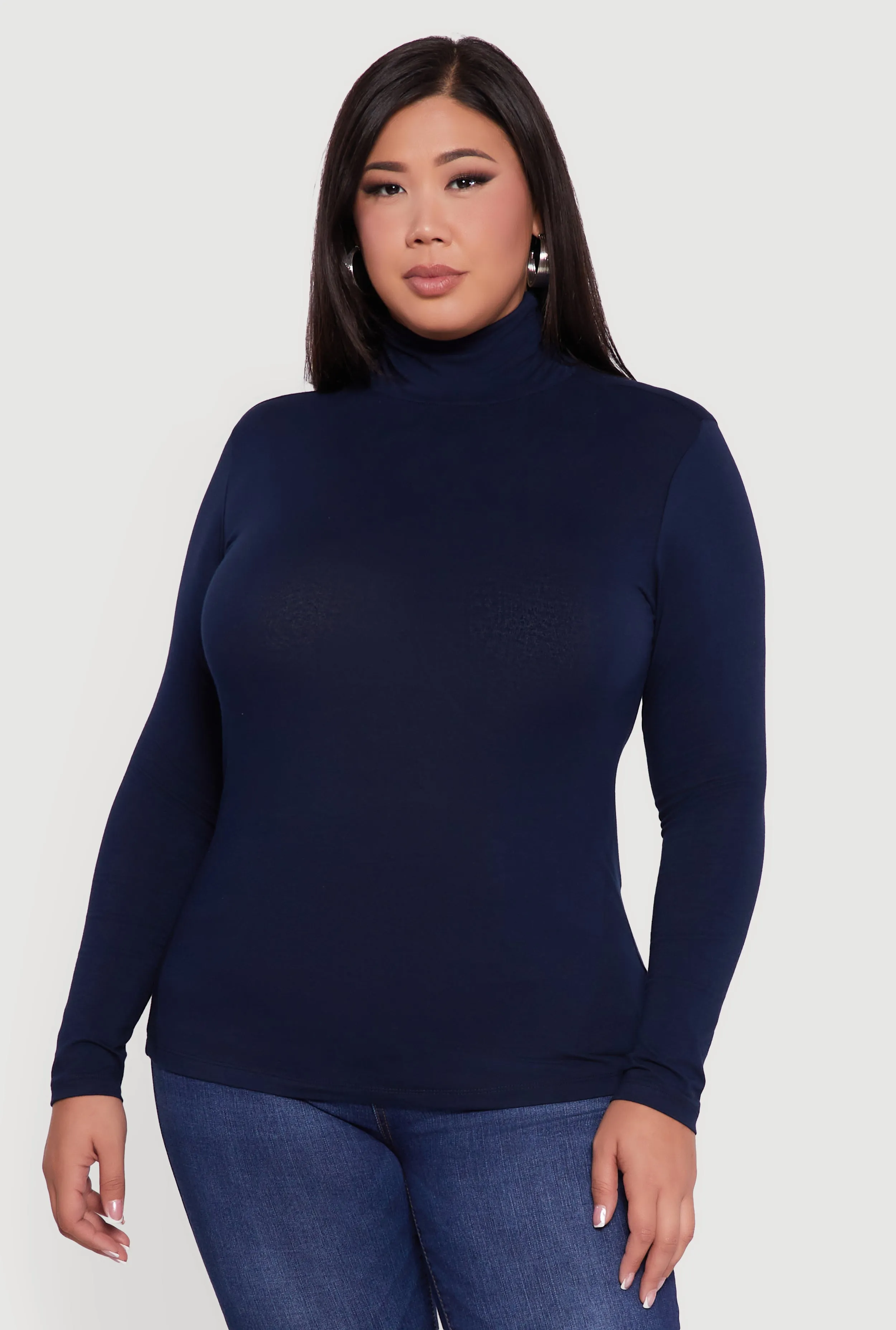 Plus Size Ruched Funnel Neck Long Sleeve Top sold by Rainbow product image thumbnail 2