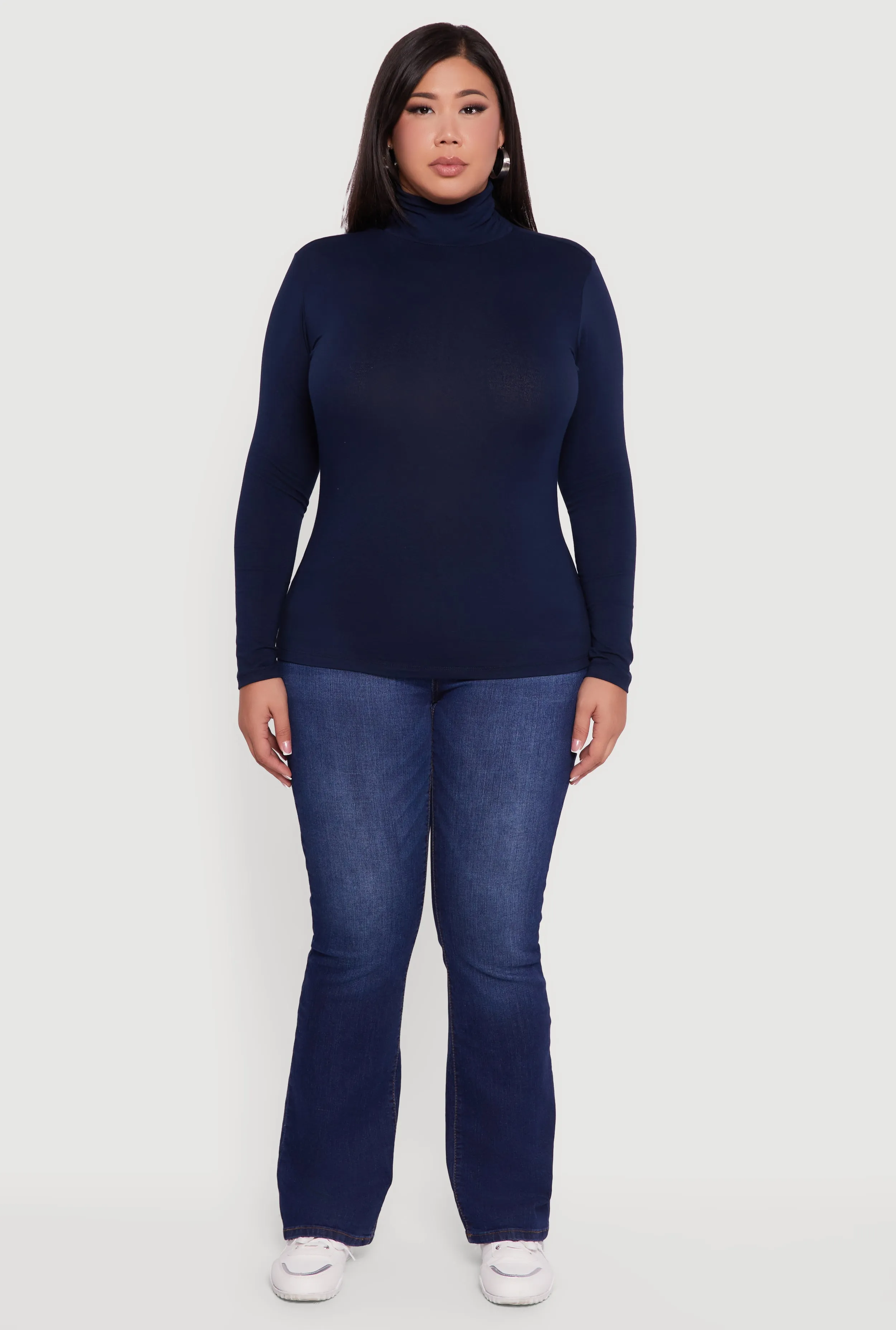 Plus Size Ruched Funnel Neck Long Sleeve Top sold by Rainbow product image thumbnail 3